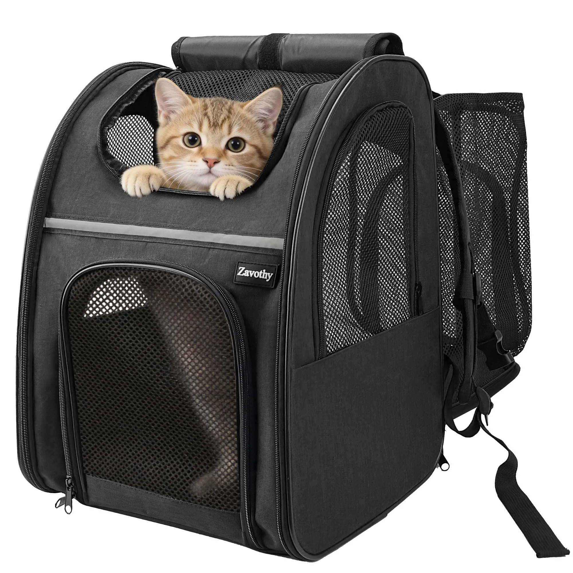Zavothy Zaino Trasportino per Cani e Gatti, Pieghevole e Traspirante, Nero - immagine 1