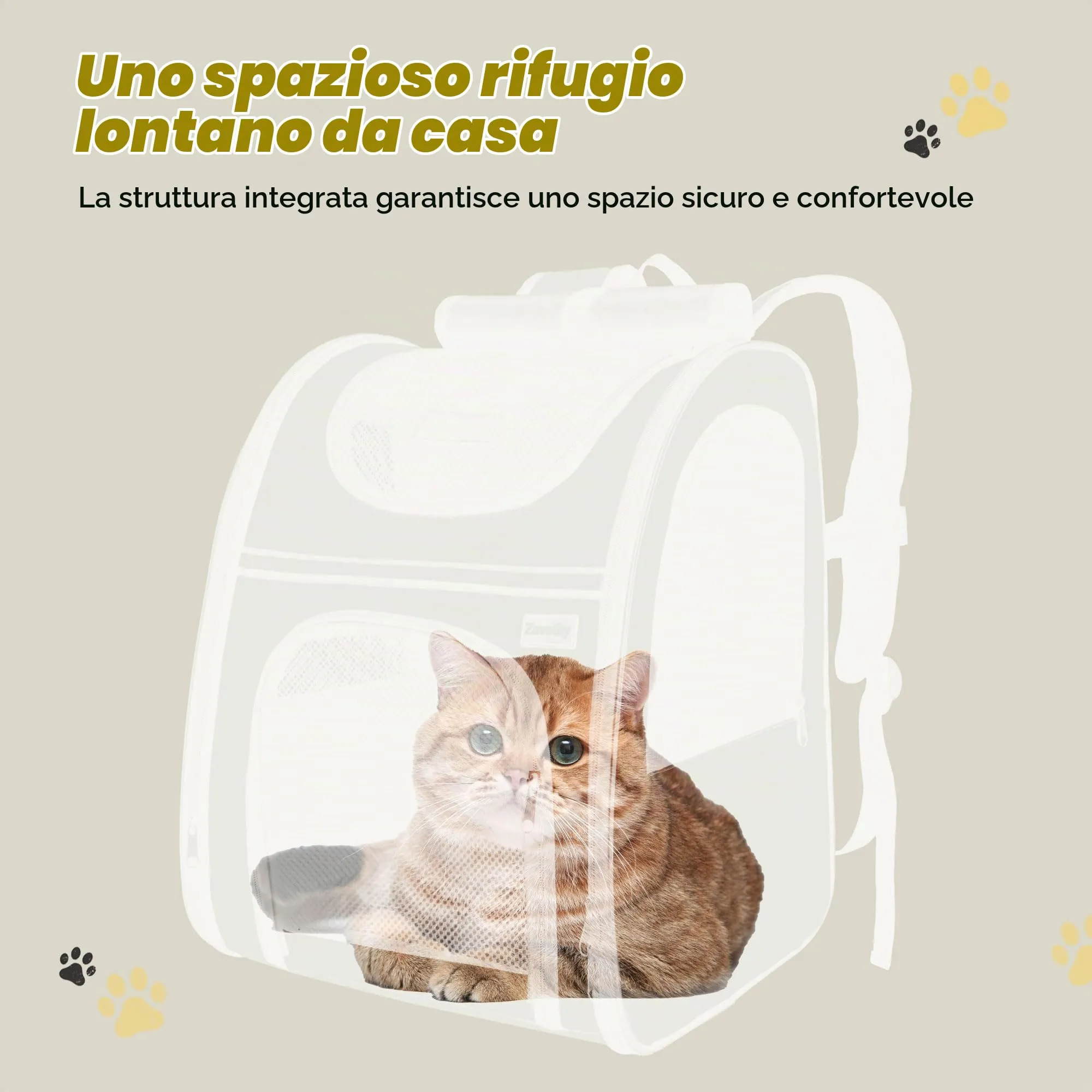 Zavothy Zaino Trasportino per Cani e Gatti, Pieghevole e Traspirante, Nero - immagine 6
