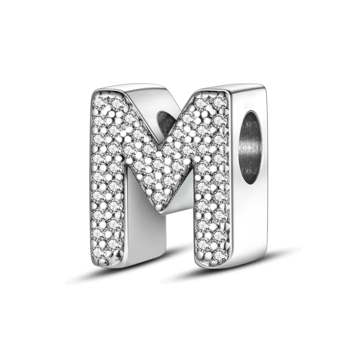 KUNSIR Ciondolo Lettere in Argento Sterling 925 con Cubic Zirconia per Braccialetti e Collane Europei - immagine 1