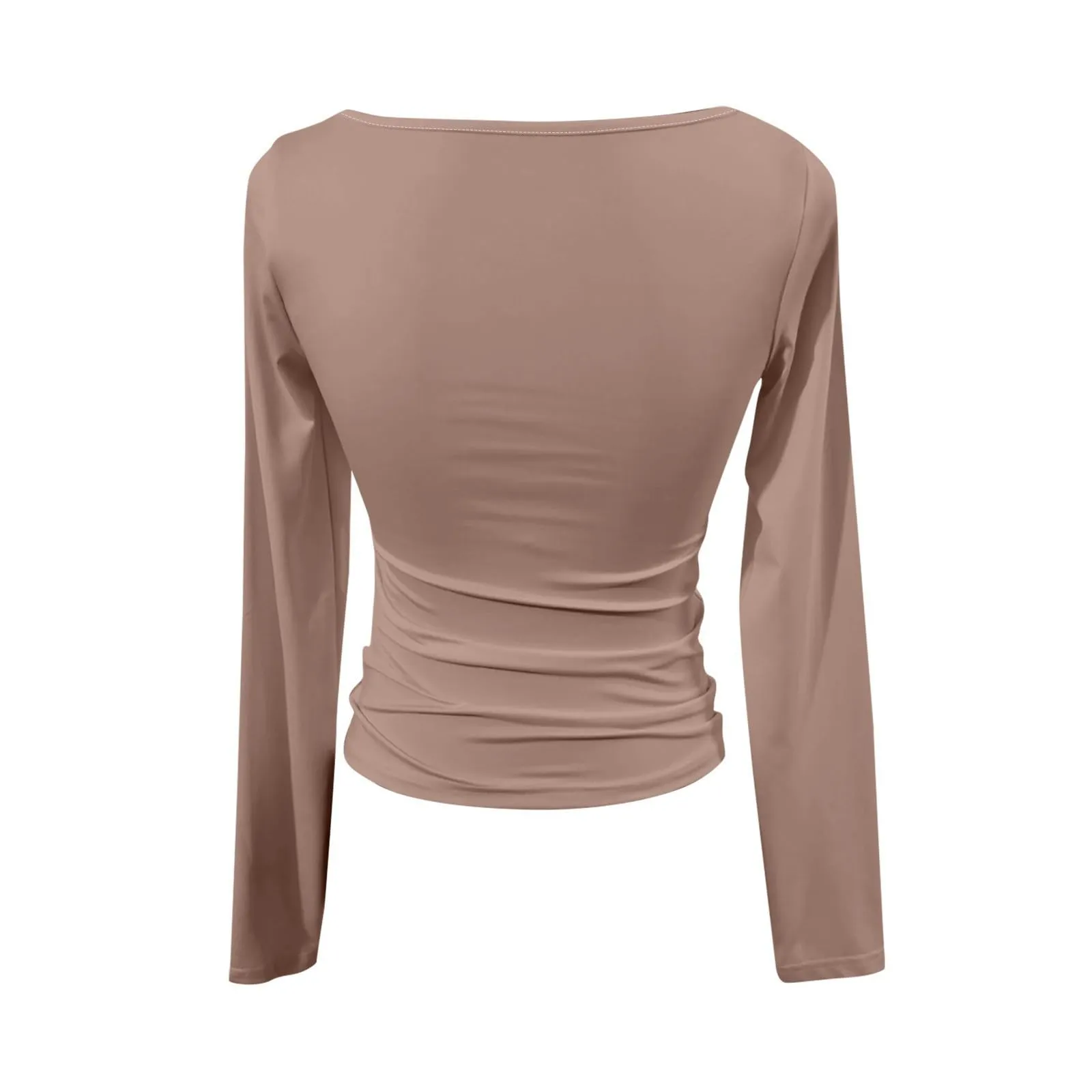 MOKBAY Maglietta Maniche Lunghe Donna Tinta Unita Slim Fit in Cotone, XL - immagine 5
