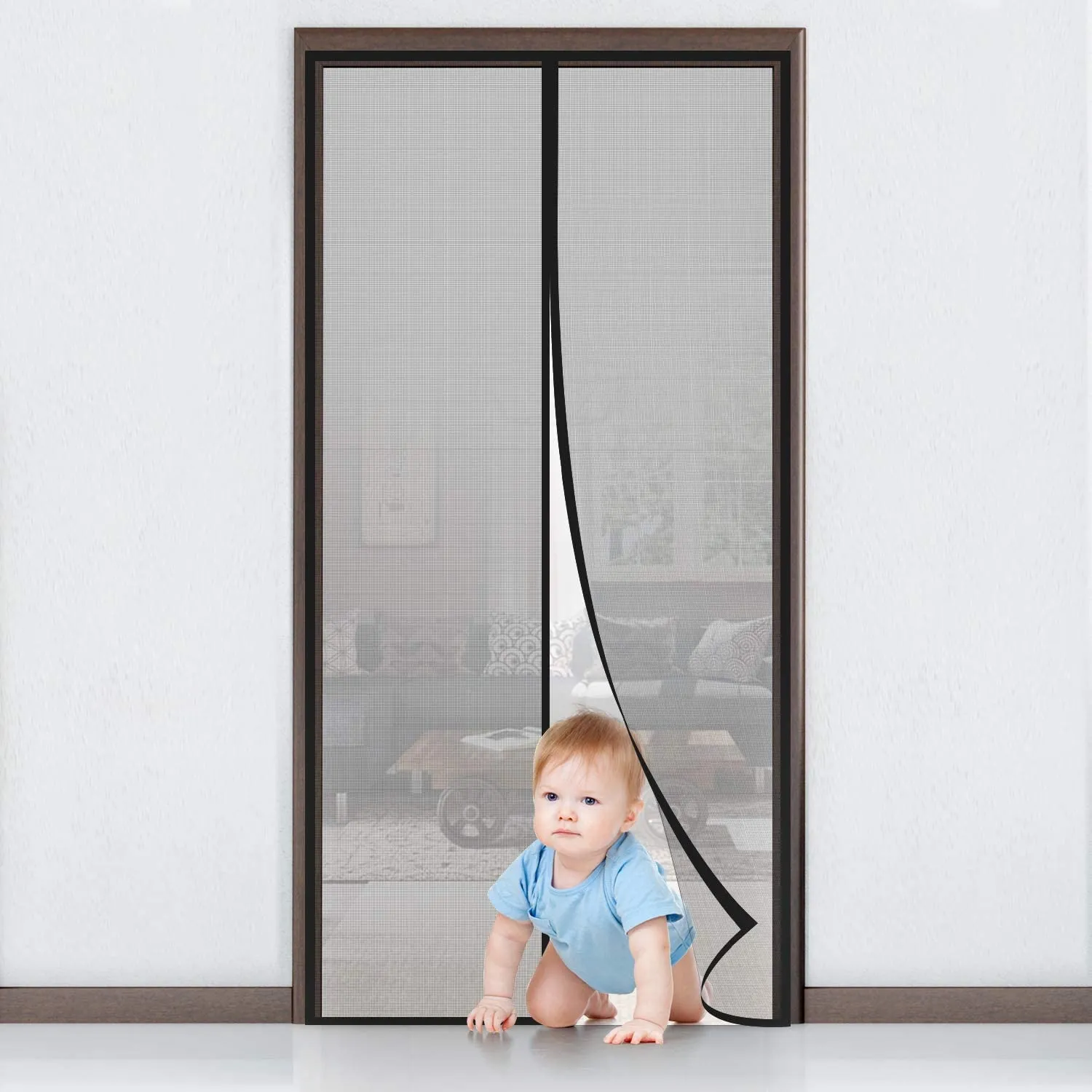 MYCARBON Zanzariera Porta Finestra Magnetica, 110x210cm, Nero - immagine 1