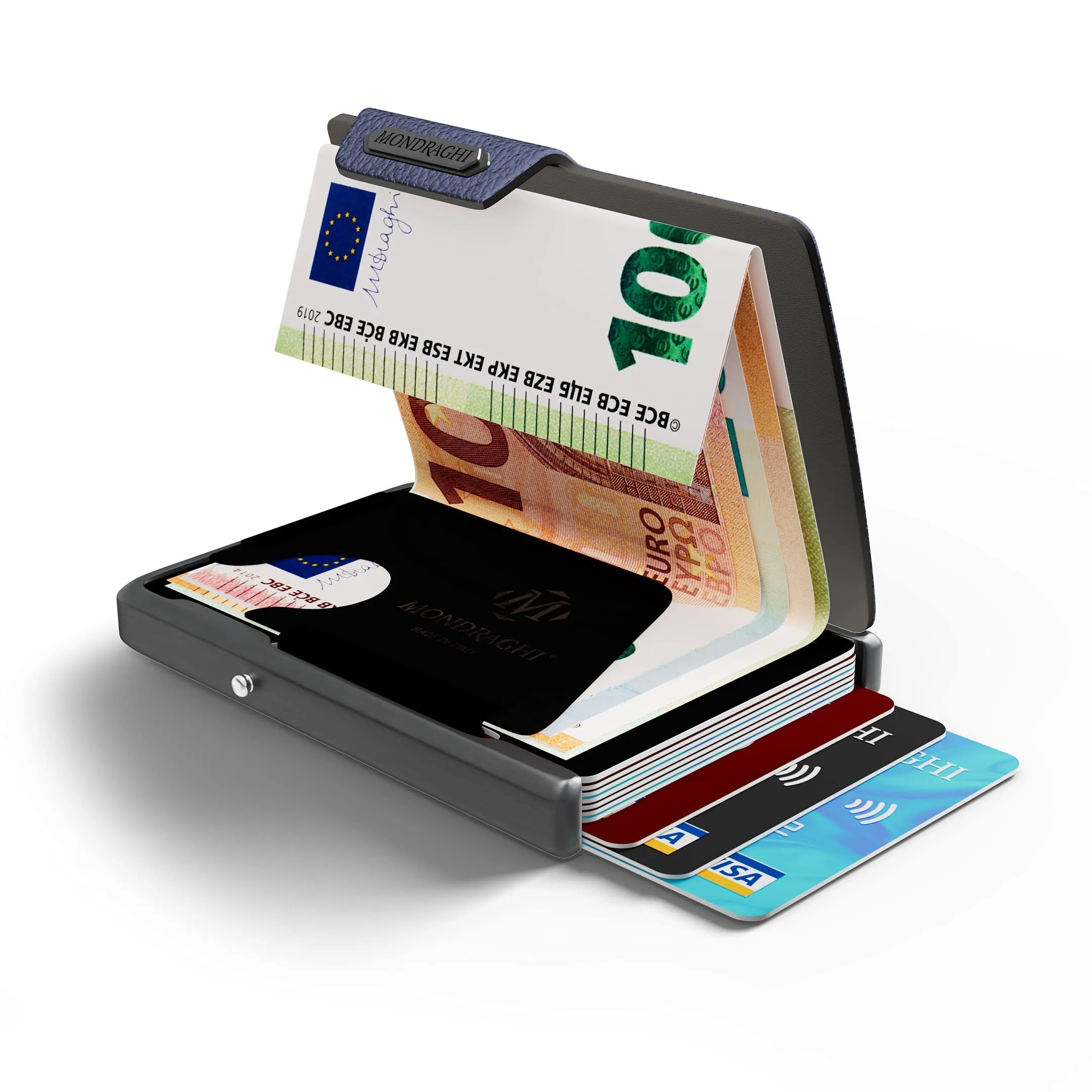 Mondraghi Miniwallet in Vera Pelle Modello One, Blu - immagine 4