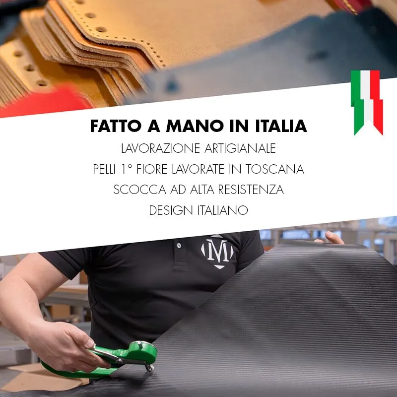 Mondraghi Mini Portafoglio Slim in Vera Pelle, Portacarte e Portatessere RFID, Rosso con Cucitura - immagine 7