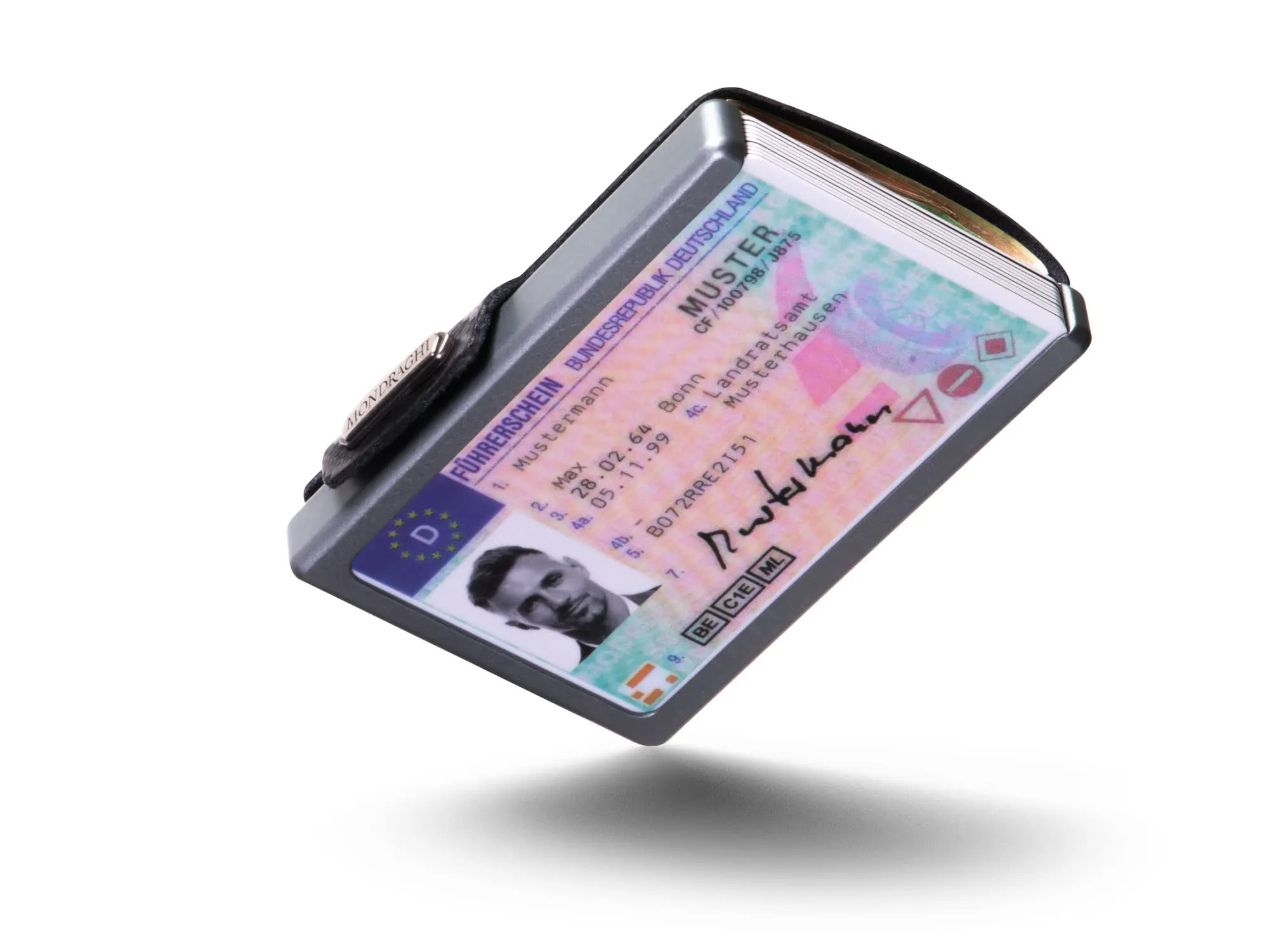 MONDRAGHI Miniwallet Basic in Vera Pelle, Portafoglio Slim per Carte di Credito e Banconote (Carbon Black) - immagine 4