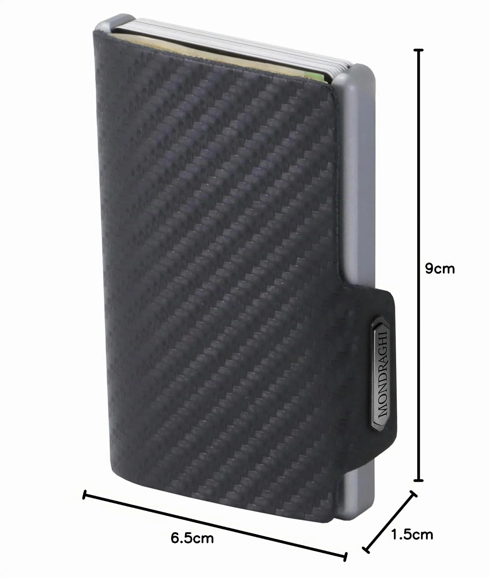 MONDRAGHI Miniwallet Basic in Vera Pelle, Portafoglio Slim per Carte di Credito e Banconote (Carbon Black) - immagine 9