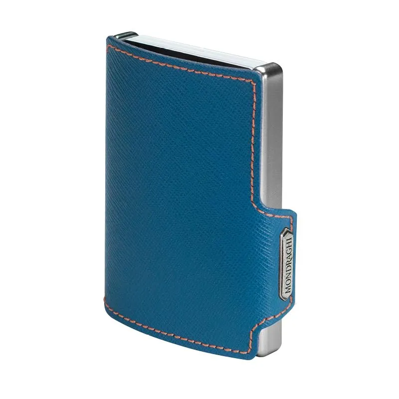 MONDRAGHI Miniwallet in Vera Pelle Modello Basic Blu per Uomo e Donna - immagine 1