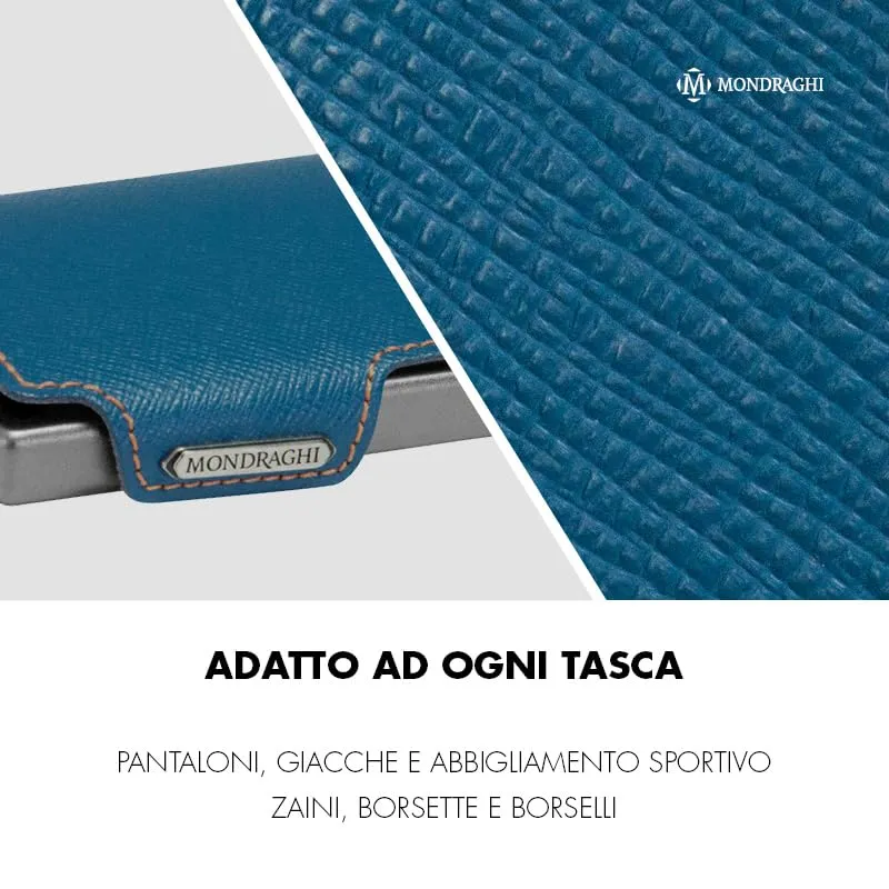MONDRAGHI Miniwallet in Vera Pelle Modello Basic Blu per Uomo e Donna - immagine 5