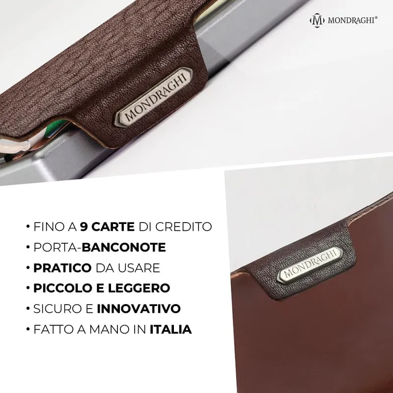 Mondraghi Miniwallet in Vera Pelle Modello Basic RFID, Tabacco - immagine 3