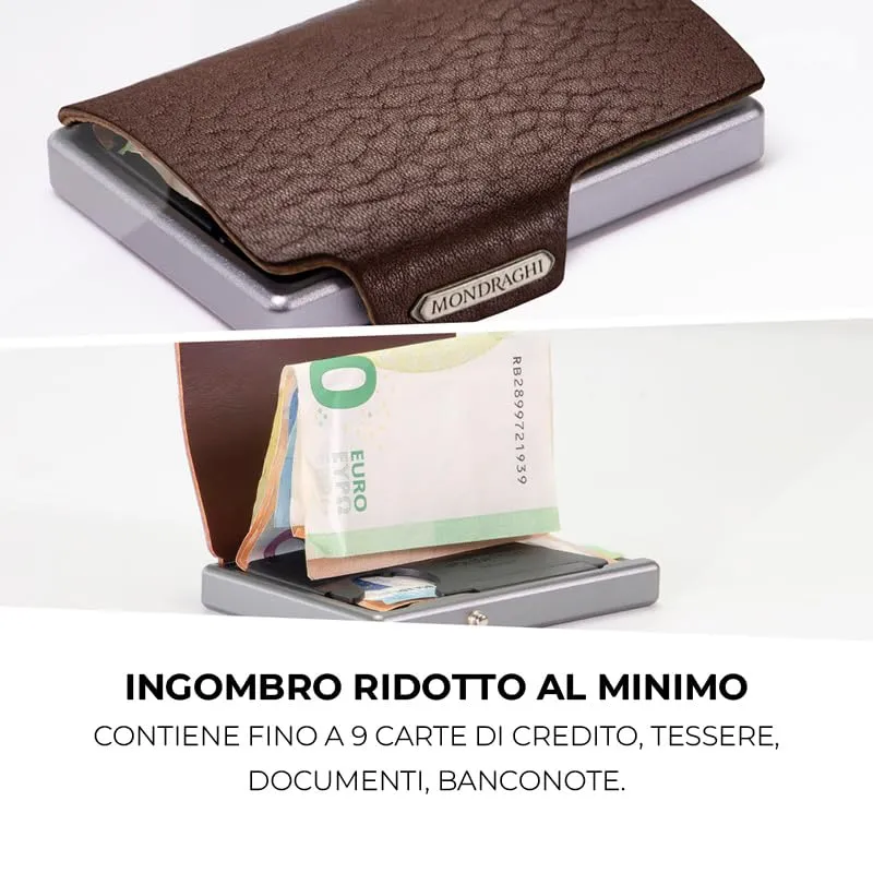 Mondraghi Miniwallet in Vera Pelle Modello Basic RFID, Tabacco - immagine 4