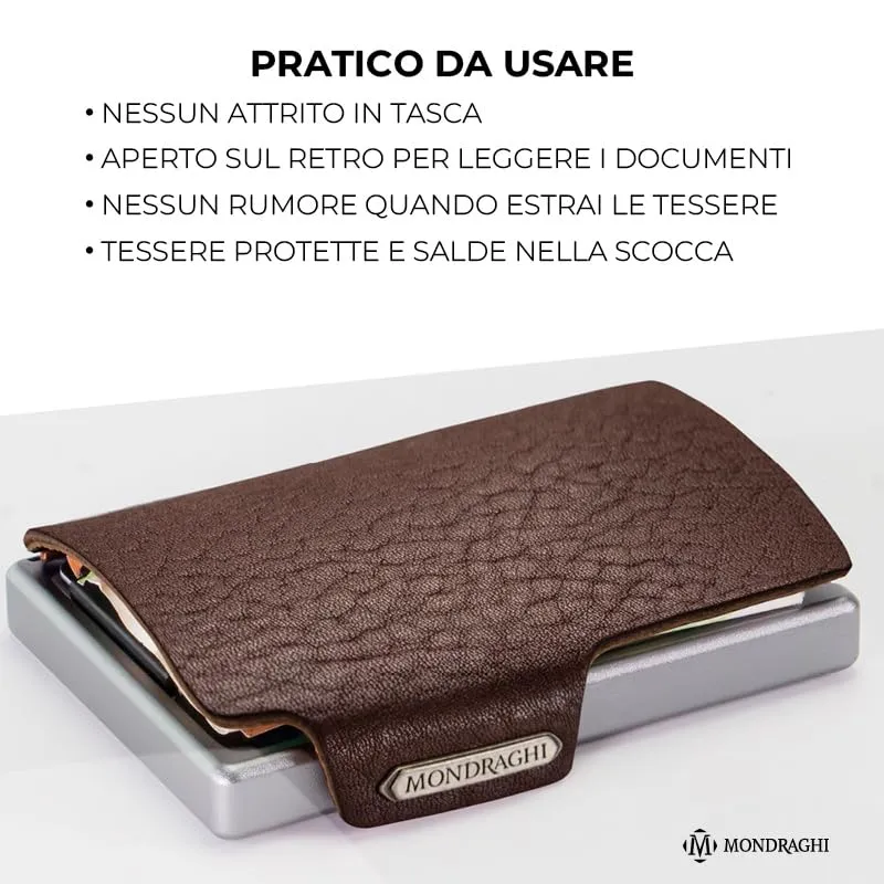 Mondraghi Miniwallet in Vera Pelle Modello Basic RFID, Tabacco - immagine 5