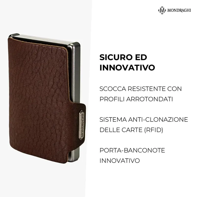 Mondraghi Miniwallet in Vera Pelle Modello Basic RFID, Tabacco - immagine 7