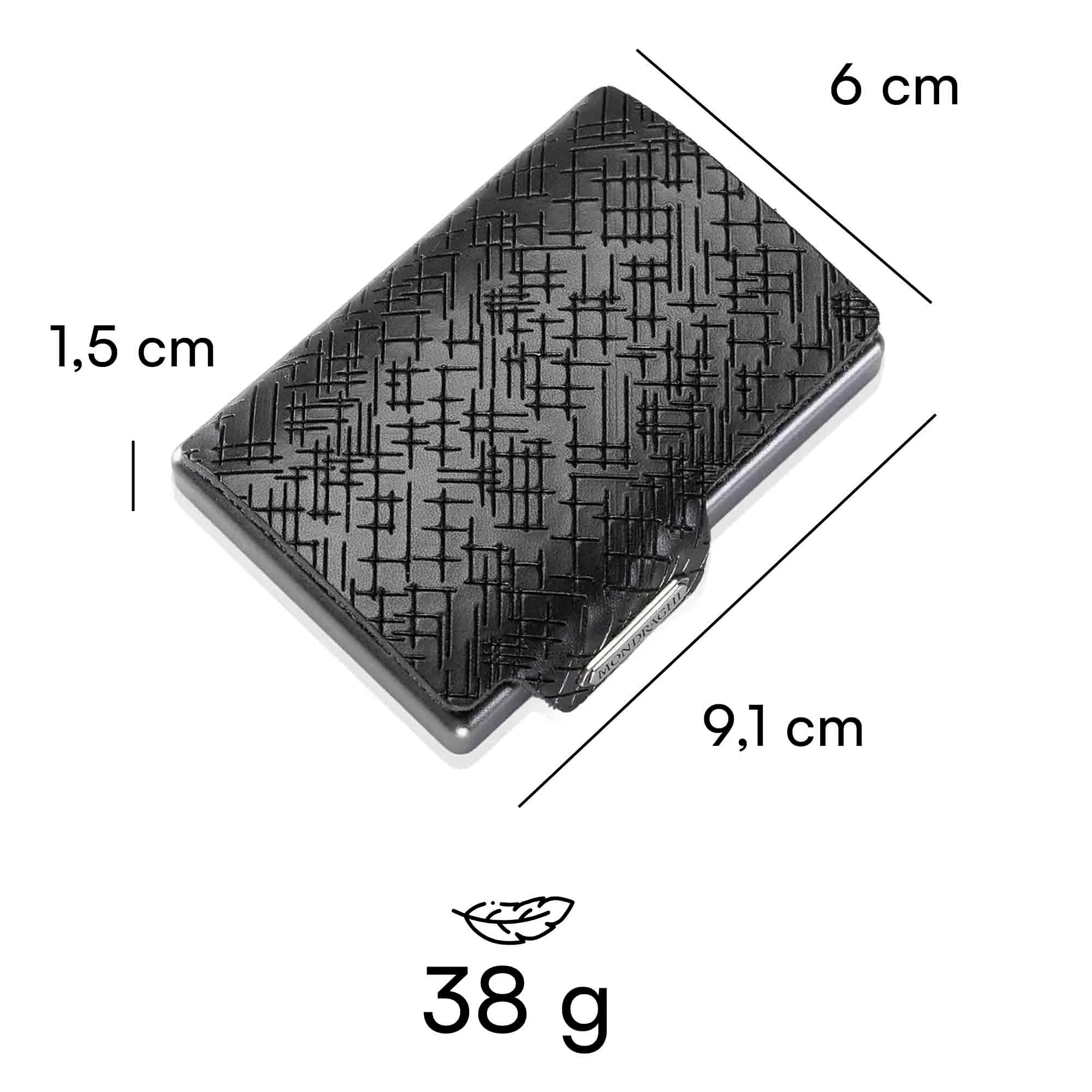 Mondraghi Miniwallet in Vera Pelle Modello Basic - Black - immagine 9