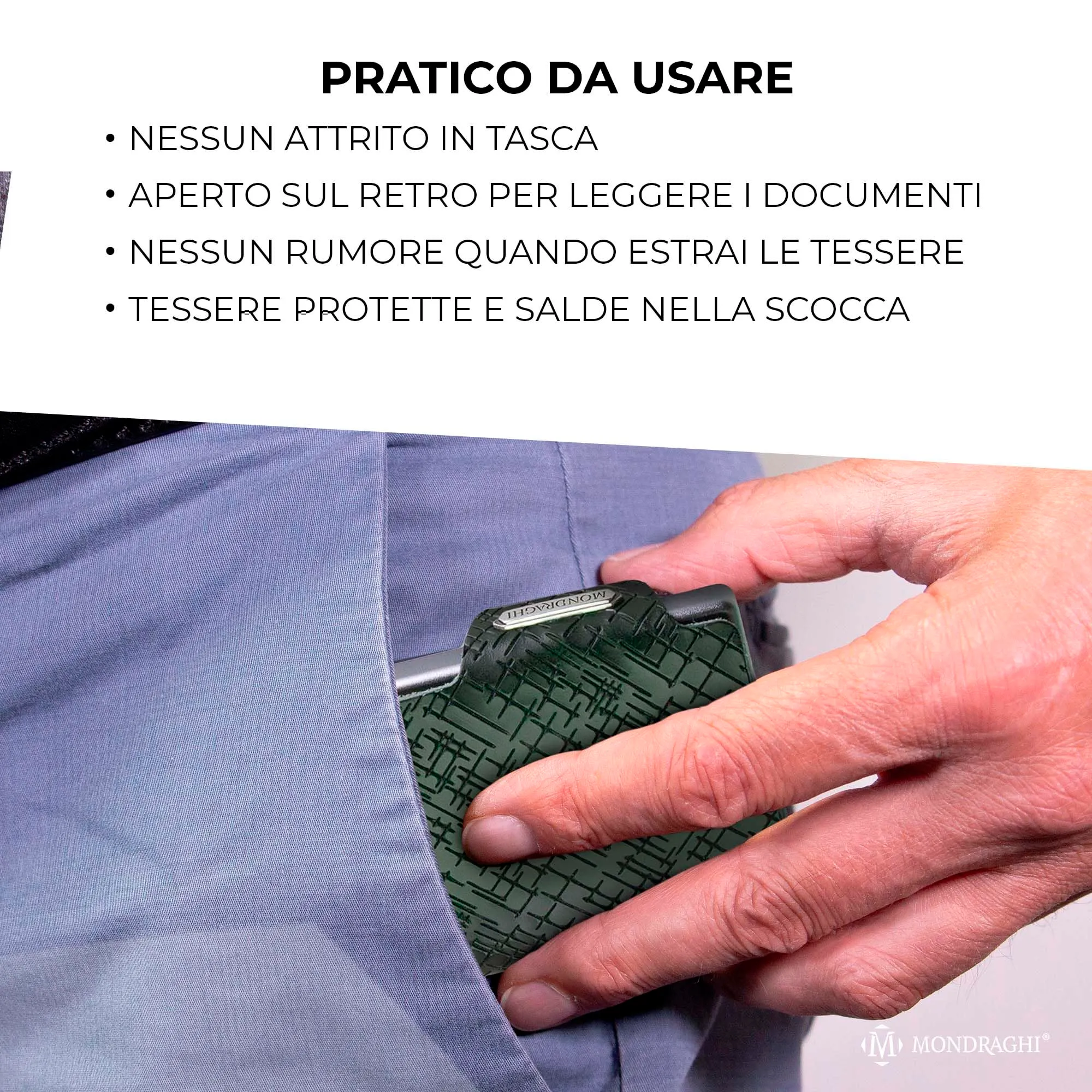 Mondraghi Miniwallet in Vera Pelle Modello Basic Outlet Forest per Uomo e Donna - immagine 6