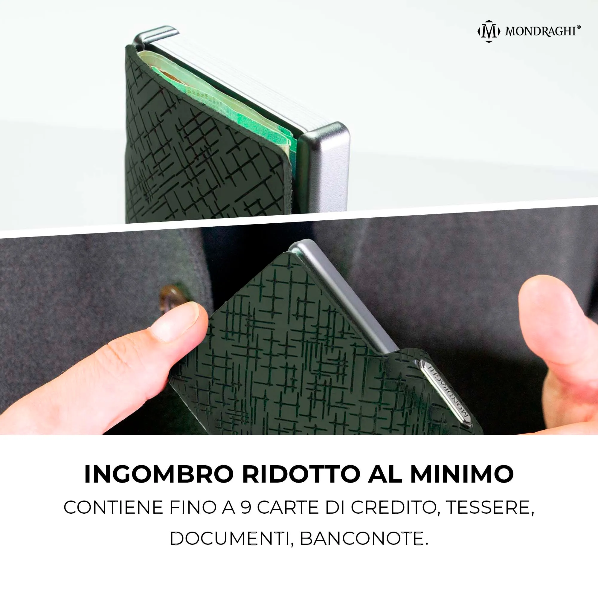 Mondraghi Miniwallet in Vera Pelle Modello Basic Outlet Forest per Uomo e Donna - immagine 7