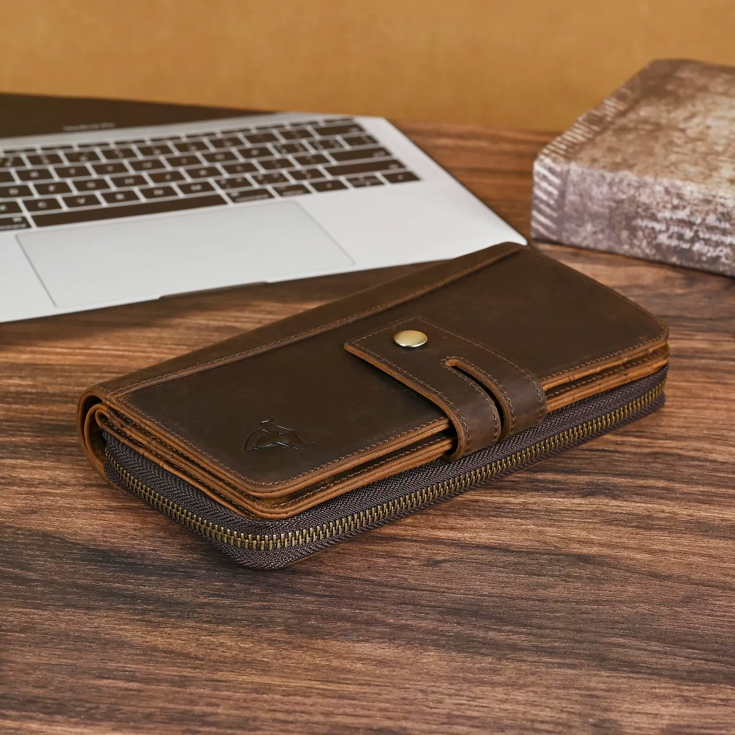 Handadsume Portafoglio in Pelle RFID con Catena e Tasca per Monete per Uomo 1803 (1814 Marrone) - immagine 3