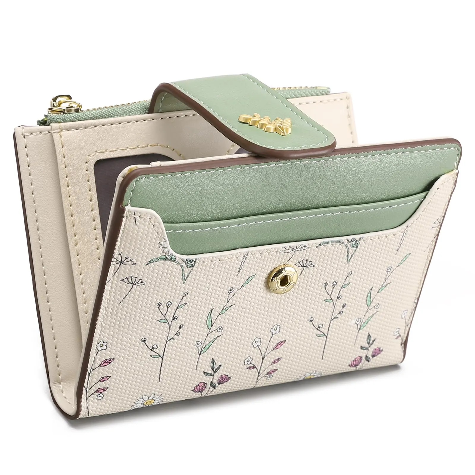 GAEKEAO Portafoglio Donna Piccolo in Pelle RFID Blocking Bifold con Tasca Cerniera e Finestra ID - immagine 8