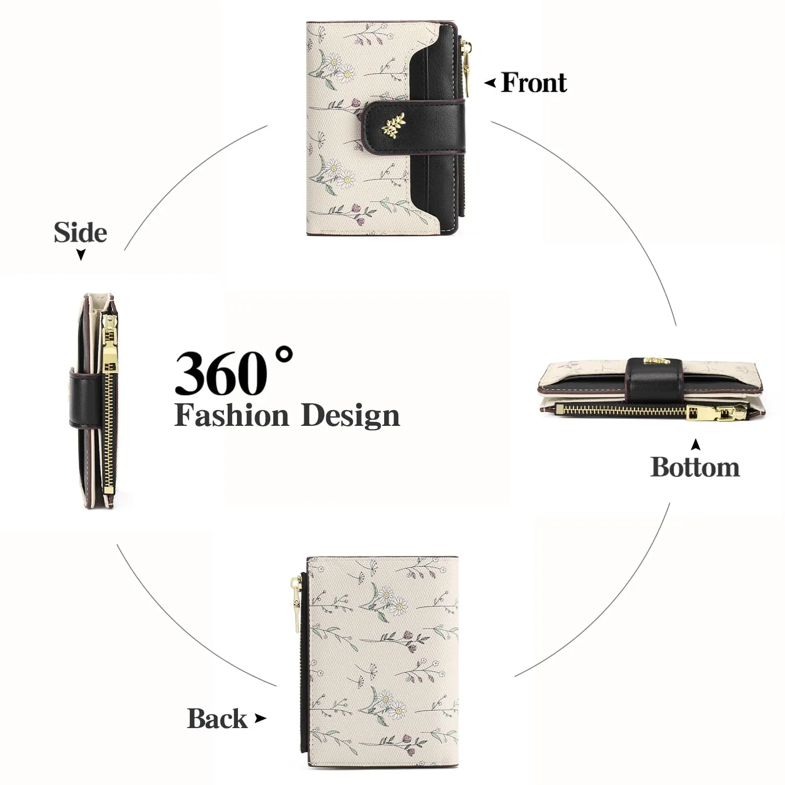 GAEKEAO Portafoglio Donna Piccolo in Pelle Bifold con RFID Blocking e Tasca con Cerniera - immagine 4