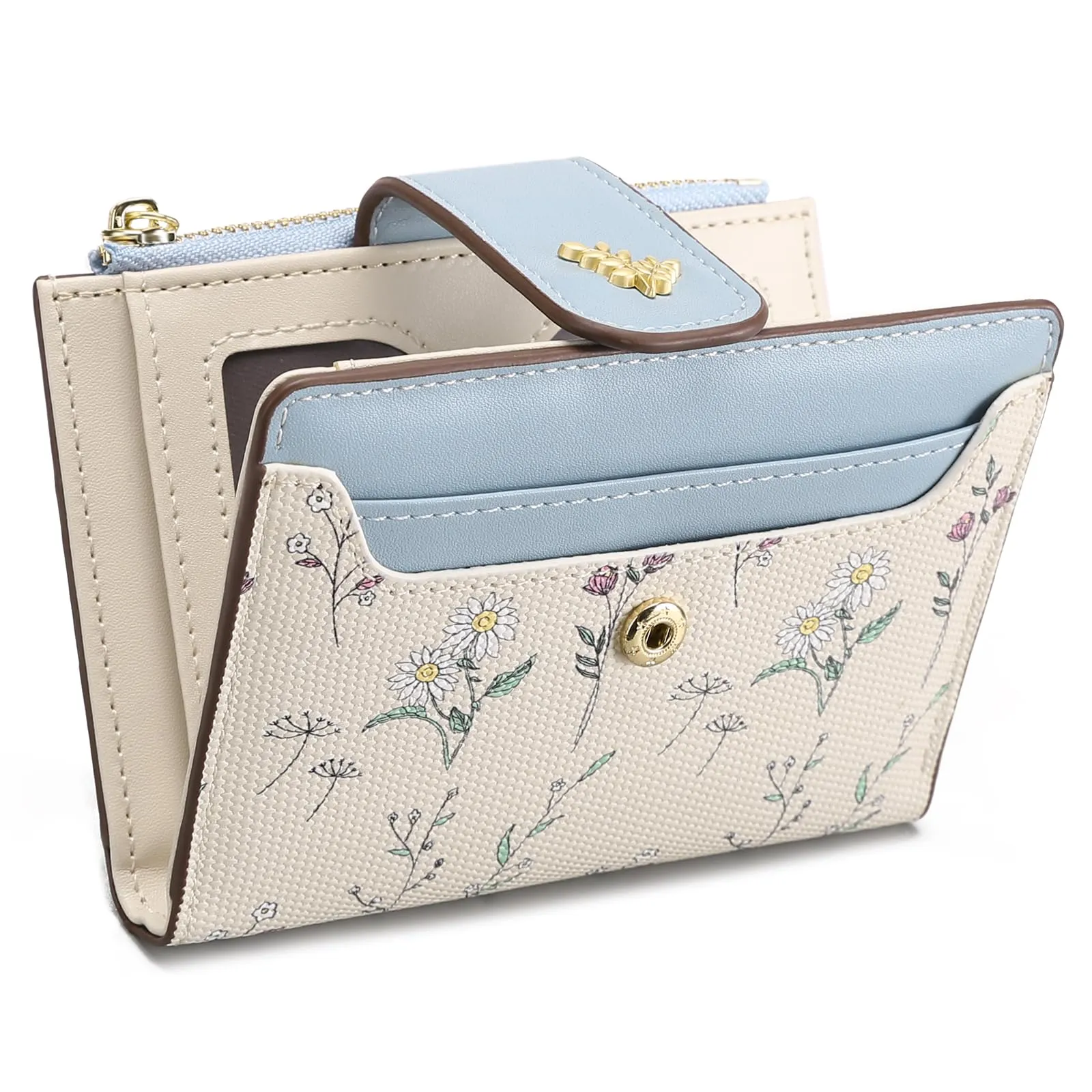 GAEKEAO Portafoglio Donna Piccolo in Pelle Bifold con RFID Blocking, Tasca con Cerniera e Finestra ID - immagine 8