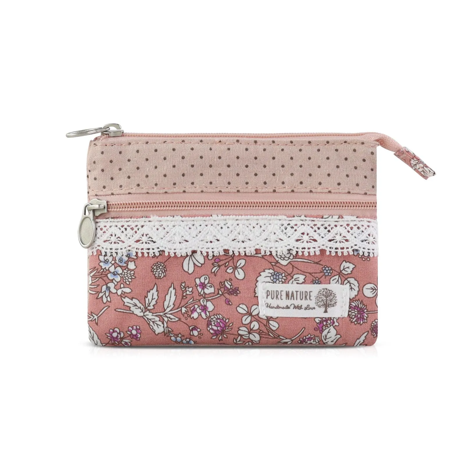 AfitLulu Portafoglio Donna Piccolo Mini Fiore con Chiusura Lampo, Rosa - immagine 1