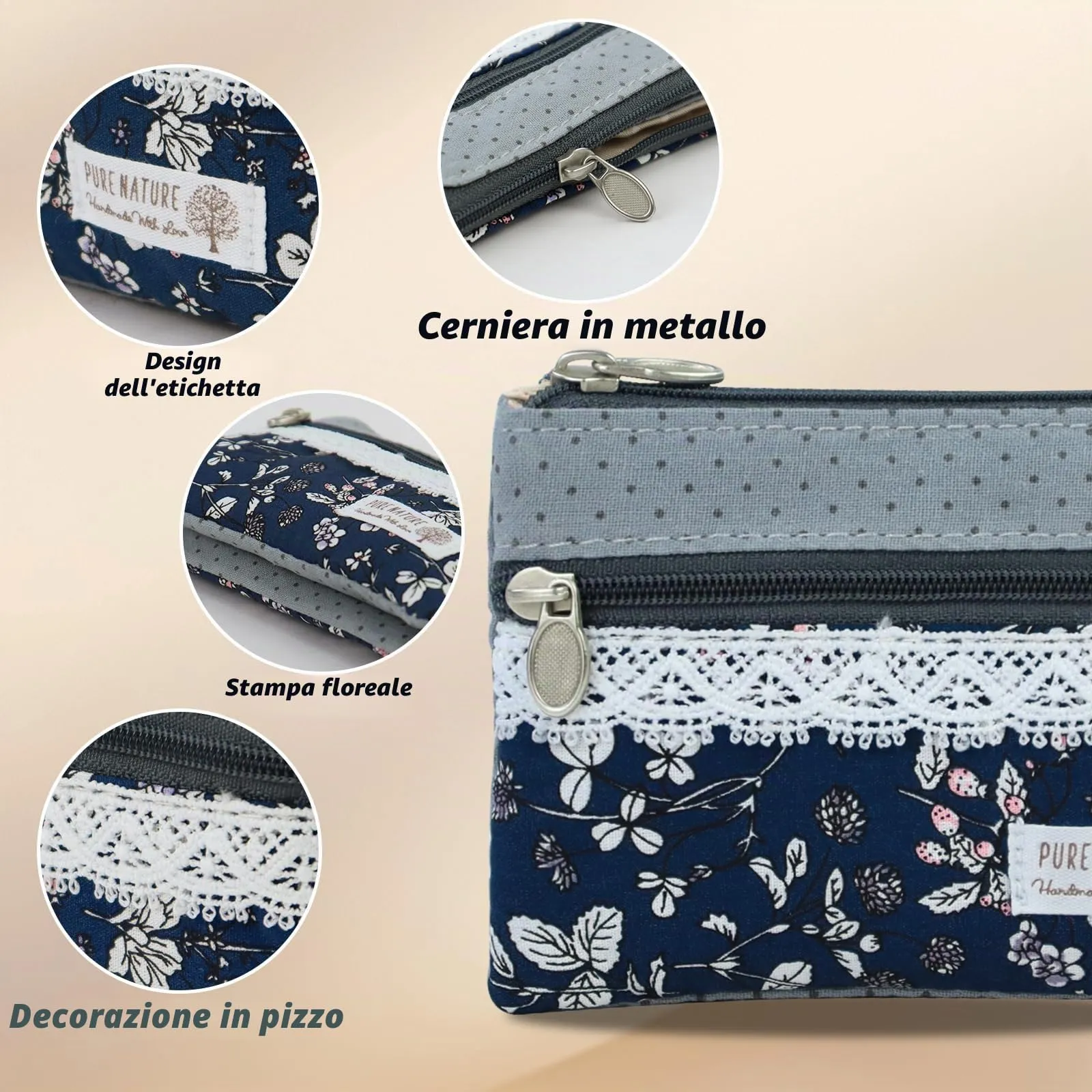 AfitLulu Portafoglio Donna Piccolo Mini Fiore con Chiusura Lampo, Rosa - immagine 3