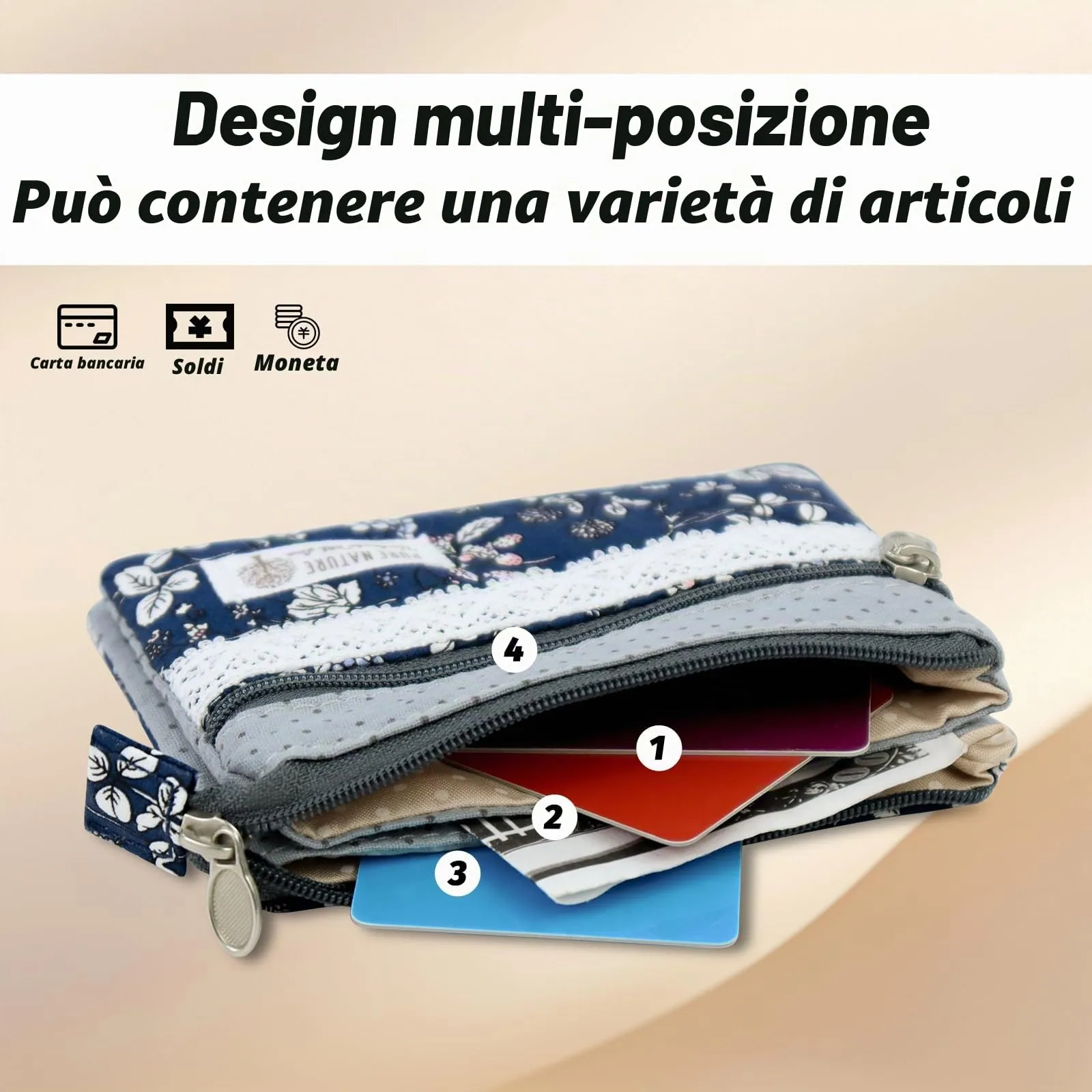 AfitLulu Portafoglio Donna Piccolo Mini Fiore con Chiusura Lampo, Rosa - immagine 4