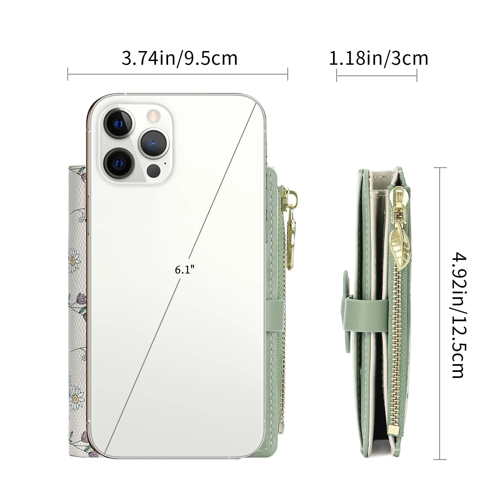 GAEKEAO Portafoglio Donna Piccolo in Pelle con Blocco RFID, Portacarte e Portamonete con Cerniera, Motivo Floreale - immagine 4