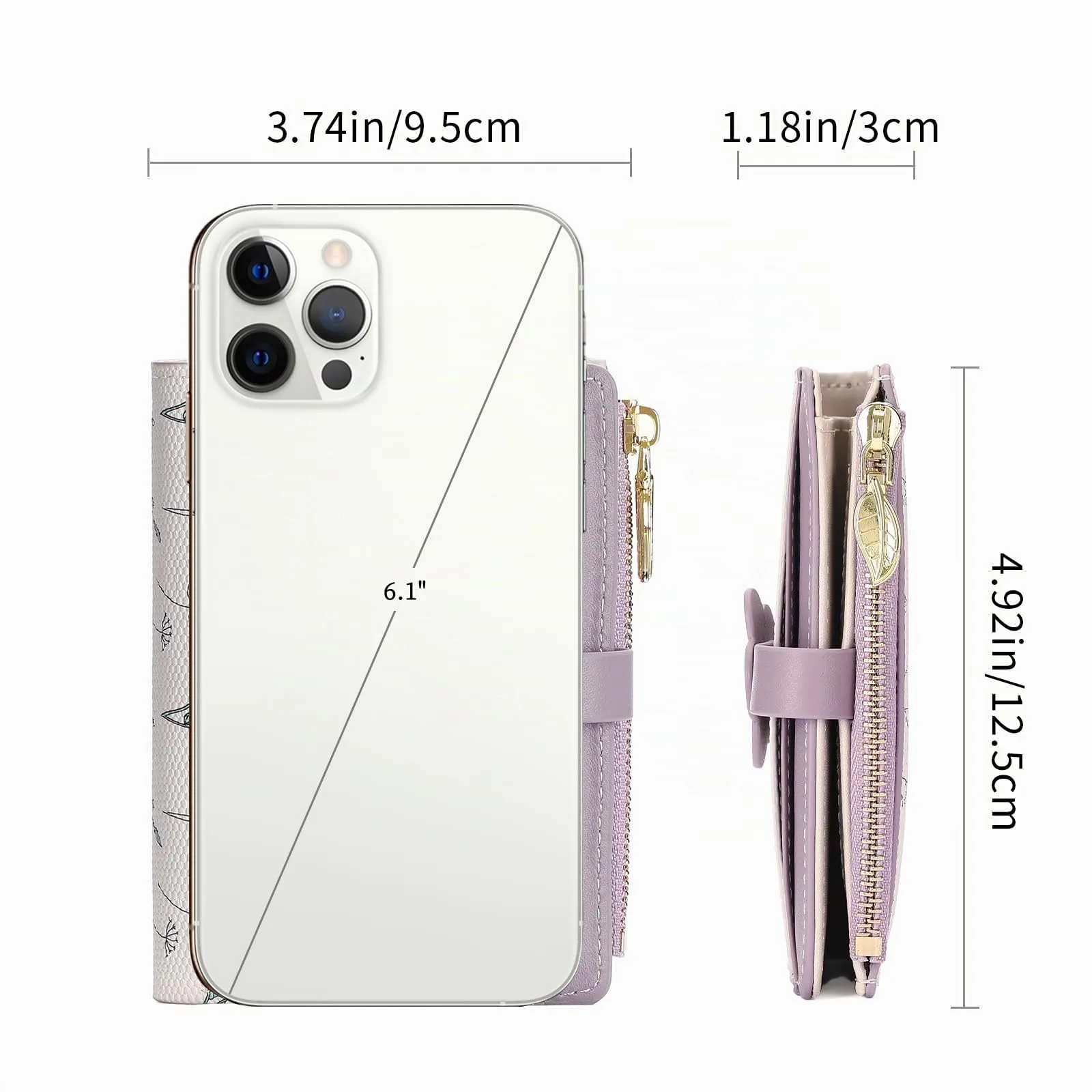 GAEKEAO Portafoglio Donna Piccolo in Pelle con Blocco RFID, Portacarte e Portamonete con Cerniera, Motivo Floreale, Viola - immagine 4