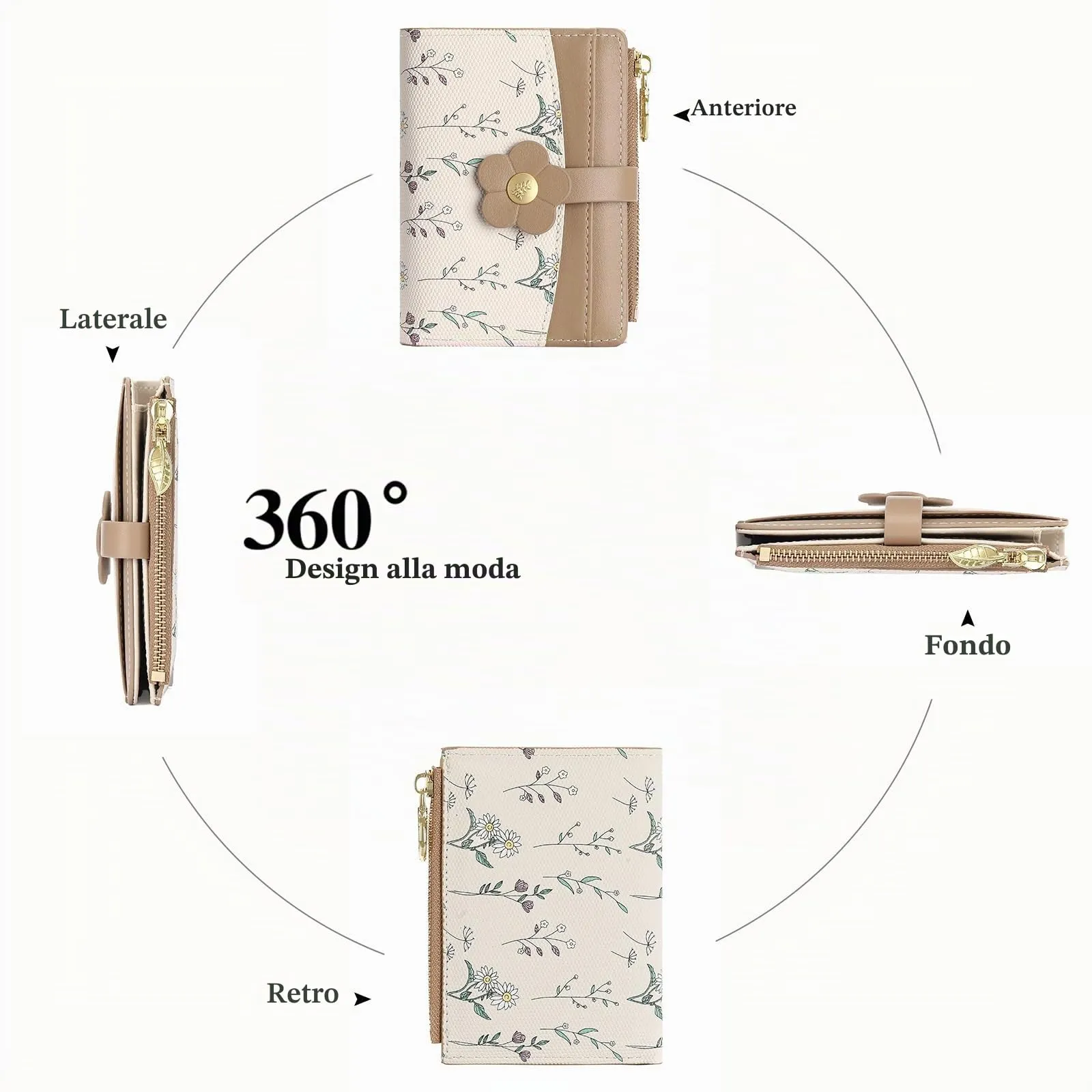GAEKEAO Portafoglio Donna Piccolo in Pelle con Blocco RFID, Portacarte e Portamonete con Cerniera - immagine 5
