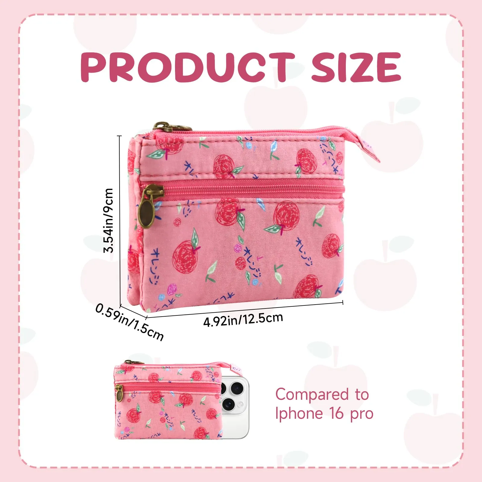 AfitLulu Portafoglio Donna Piccolo Mini Fiore con Chiusura Lampo, Rosa - immagine 2