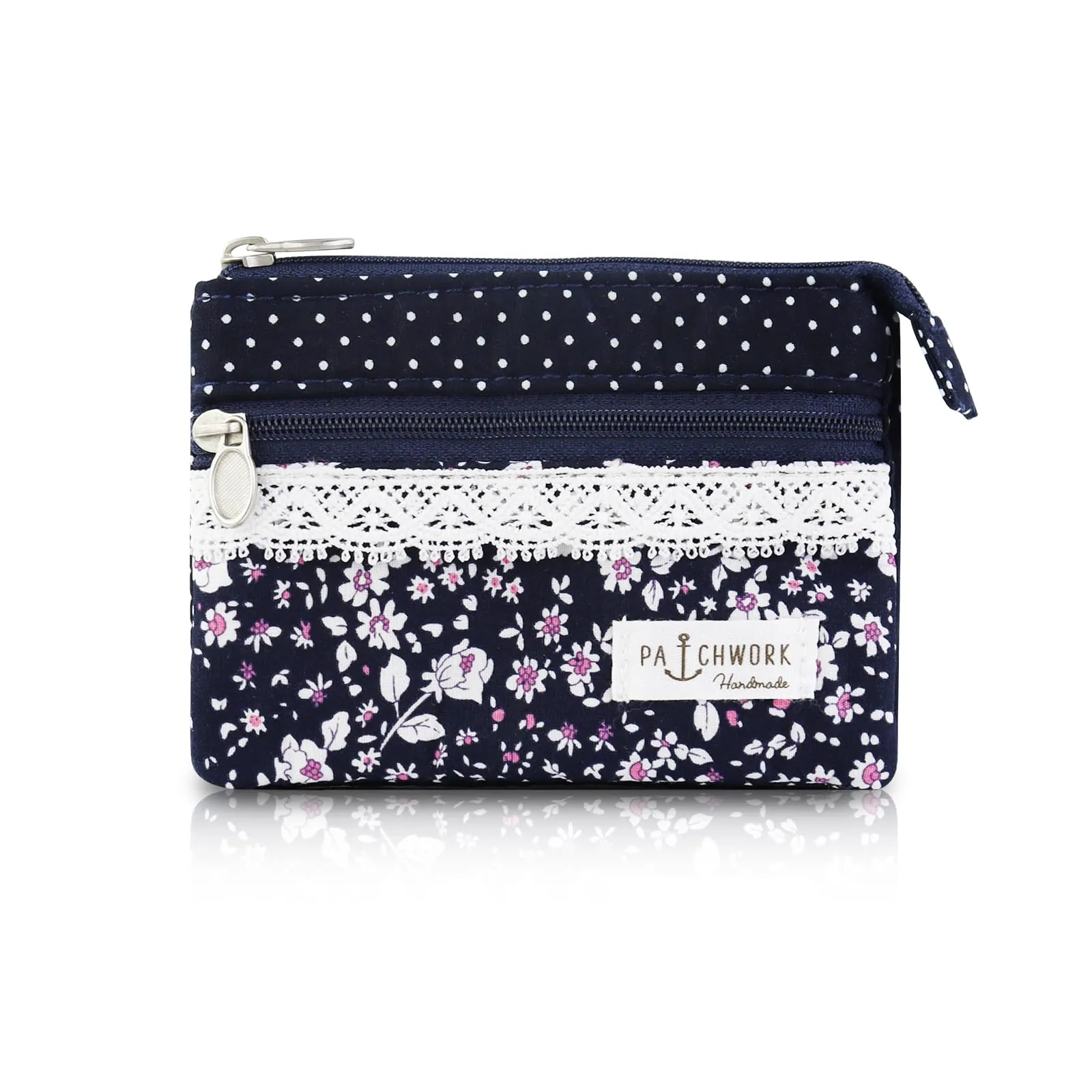 AfitLulu Portafoglio Donna Piccolo con Motivo Floreale, Mini Portamonete in Tela con 5 Tasche, Chiusura a Zip e Bottoni a Pressione (Rosa-Fiore) - immagine 1