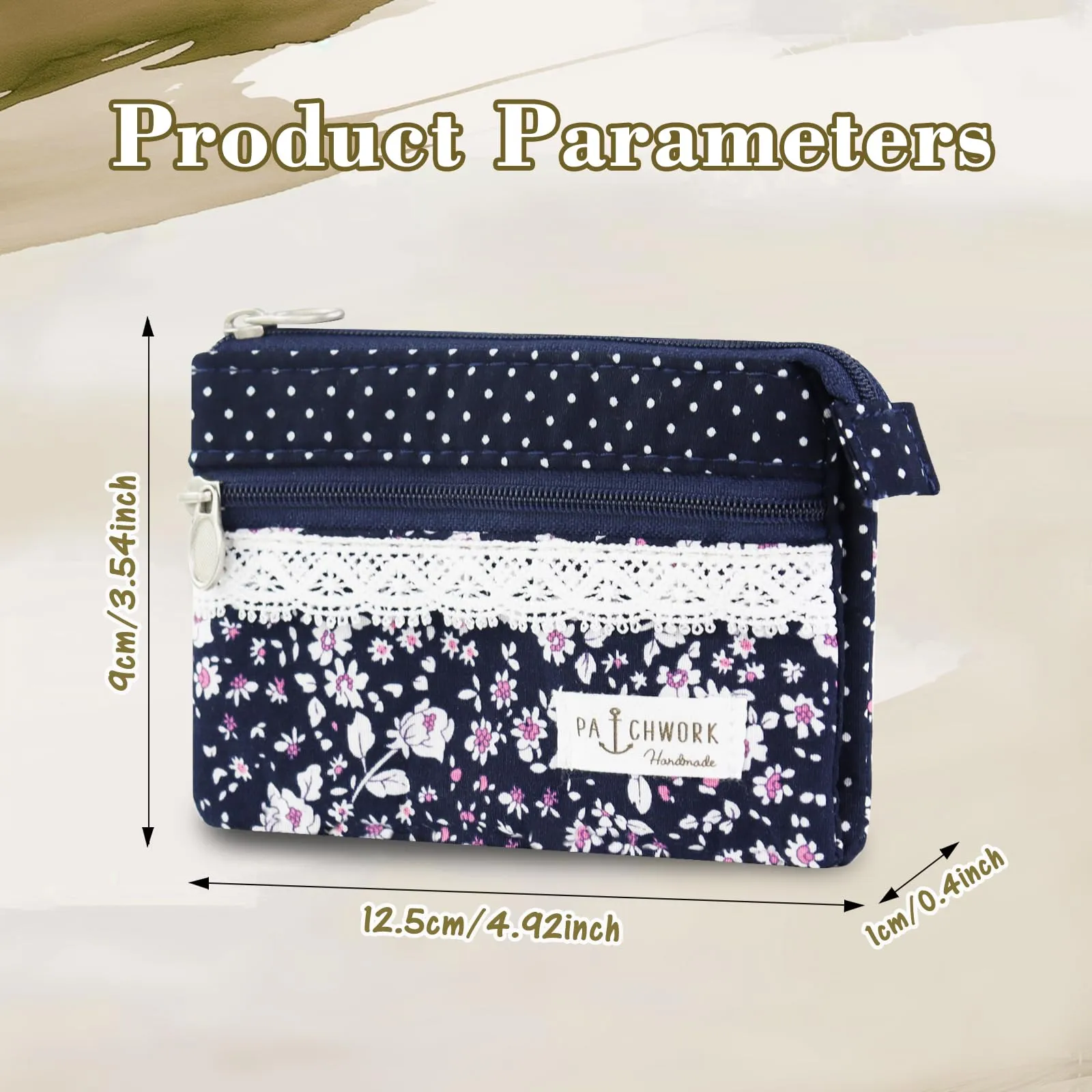 AfitLulu Portafoglio Donna Piccolo con Motivo Floreale, Mini Portamonete in Tela con 5 Tasche, Chiusura a Zip e Bottoni a Pressione (Rosa-Fiore) - immagine 2