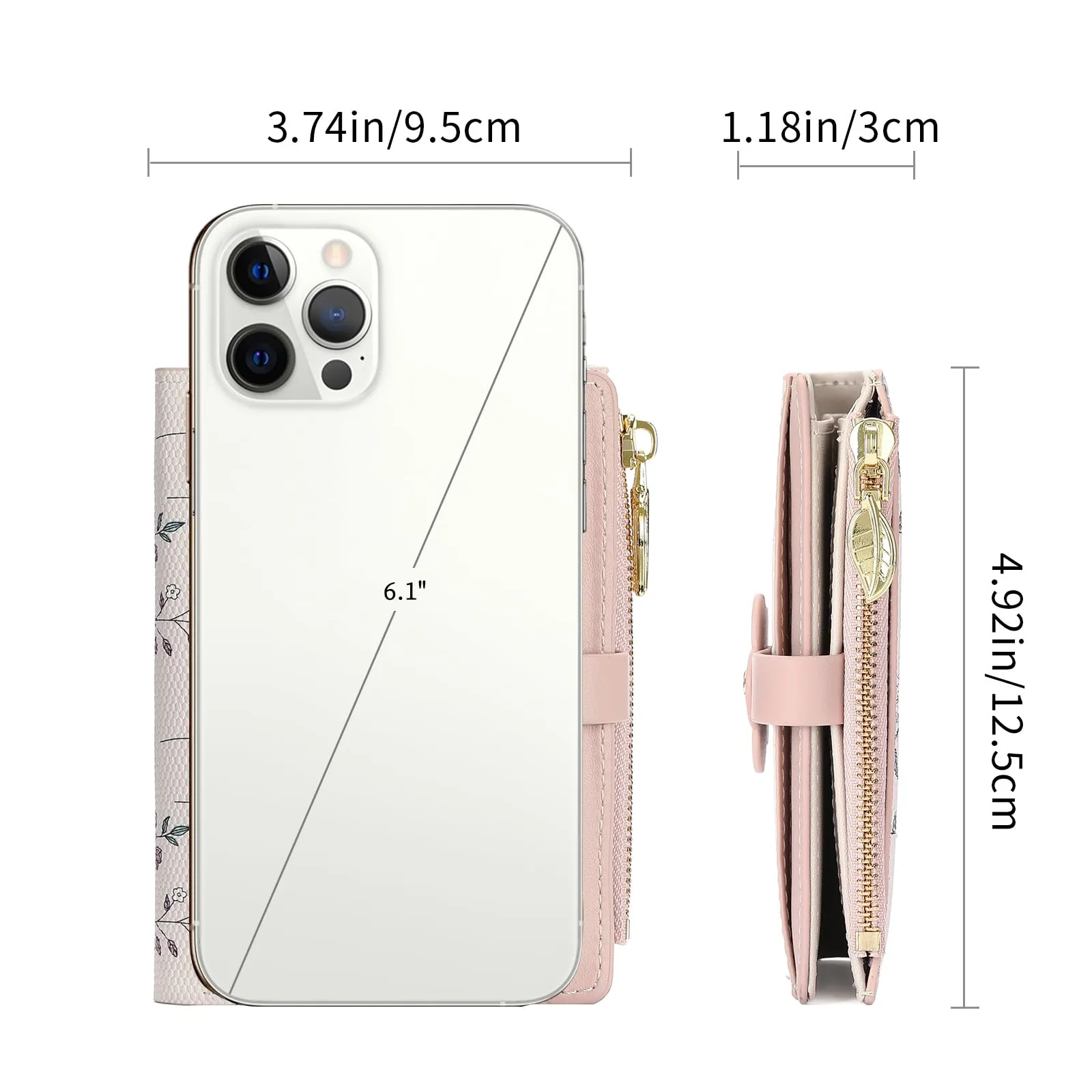 GAEKEAO Portafoglio Donna Piccolo in Pelle con Blocco RFID, Portacarte e Portamonete con Cerniera, Motivo Floreale - immagine 4