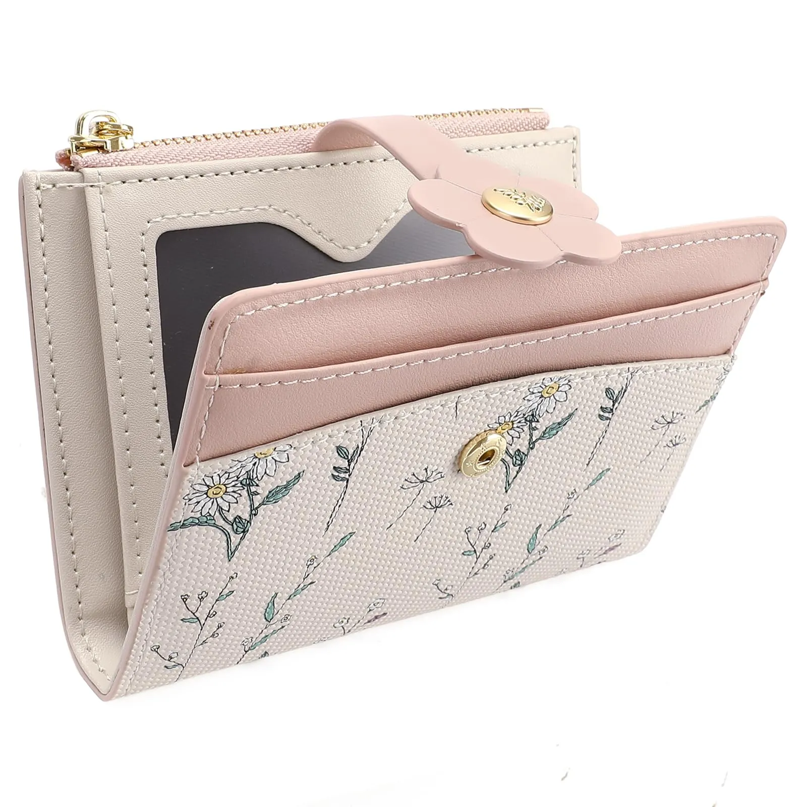 GAEKEAO Portafoglio Donna Piccolo in Pelle con Blocco RFID, Portacarte e Portamonete con Cerniera, Motivo Floreale - immagine 7
