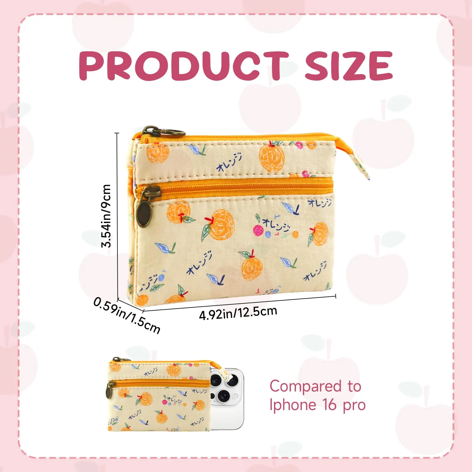 AfitLulu Portafoglio Donna Piccolo Mini Fiore in Tela con Chiusura Lampo, Giallo - immagine 2