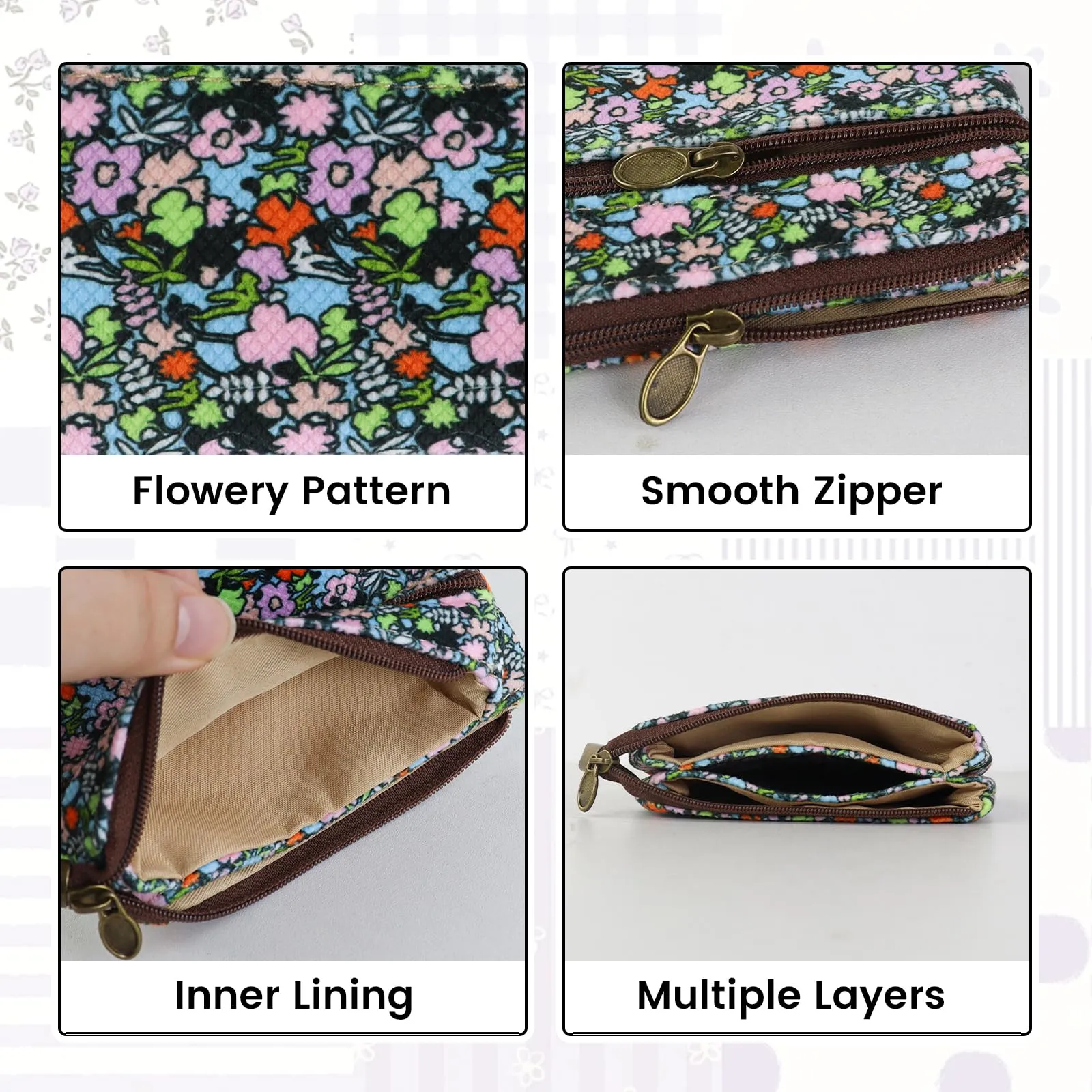 AfitLulu Piccolo Portafoglio in Tela per Donna, Stile Bohémien, Colorato, 13x10x1cm - immagine 4