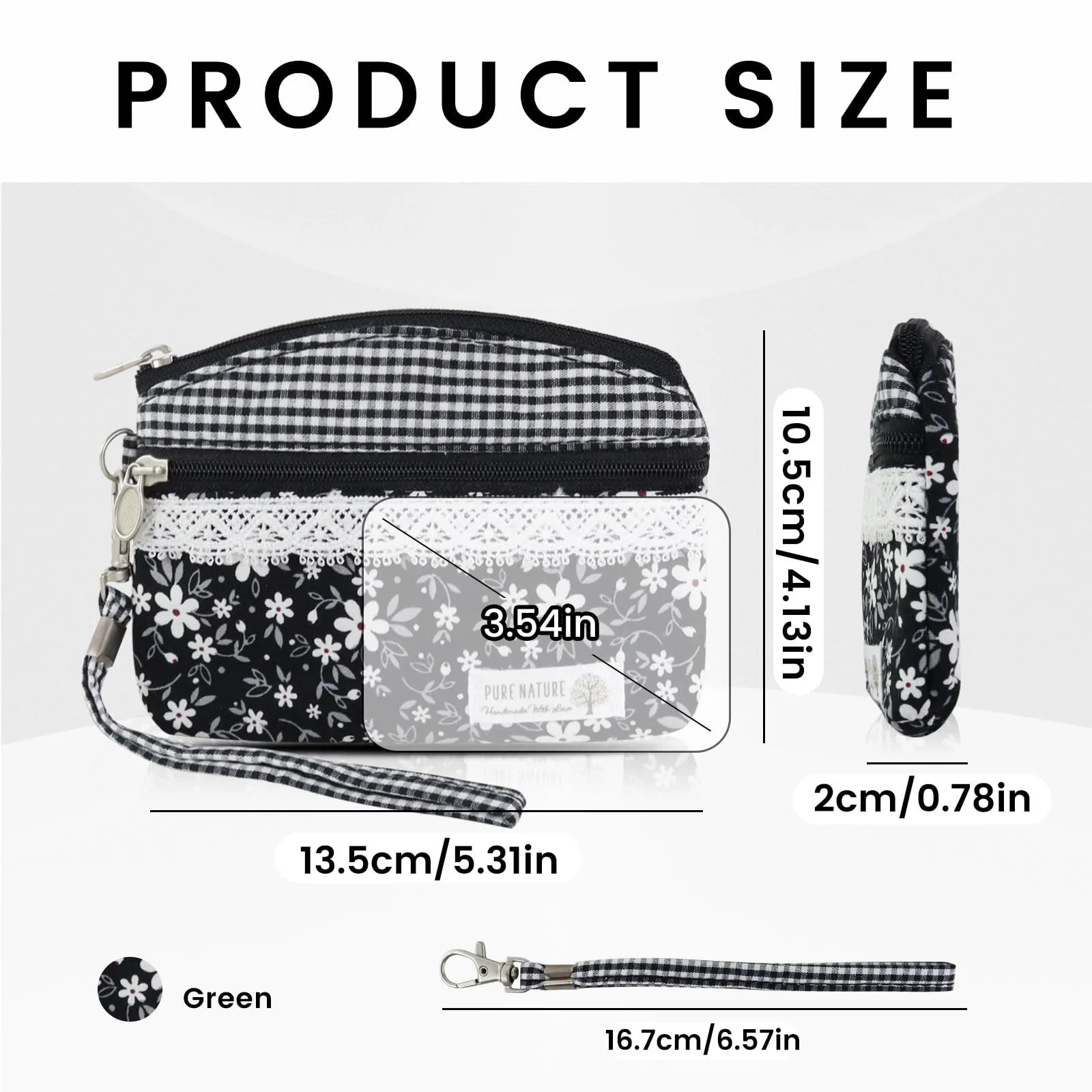 AfitLulu Piccolo Portafoglio da Donna in Tela Stile Bohémien, 2 Tasche con Chiusura Lampo, Nero-a, 13*10 cm - immagine 2