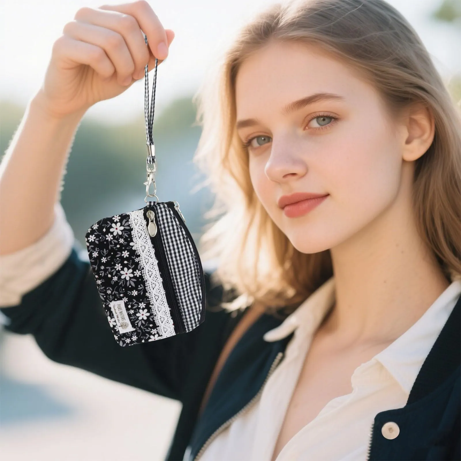 AfitLulu Piccolo Portafoglio da Donna in Tela Stile Bohémien, 2 Tasche con Chiusura Lampo, Nero-a, 13*10 cm - immagine 6