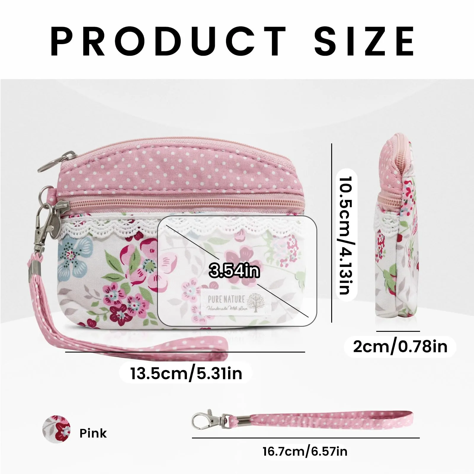 AfitLulu Piccolo Portafoglio da Donna in Tela, Stile Bohémien, 2 Strati con Chiusura Lampo, Rosa-a, 13x10 cm - immagine 2