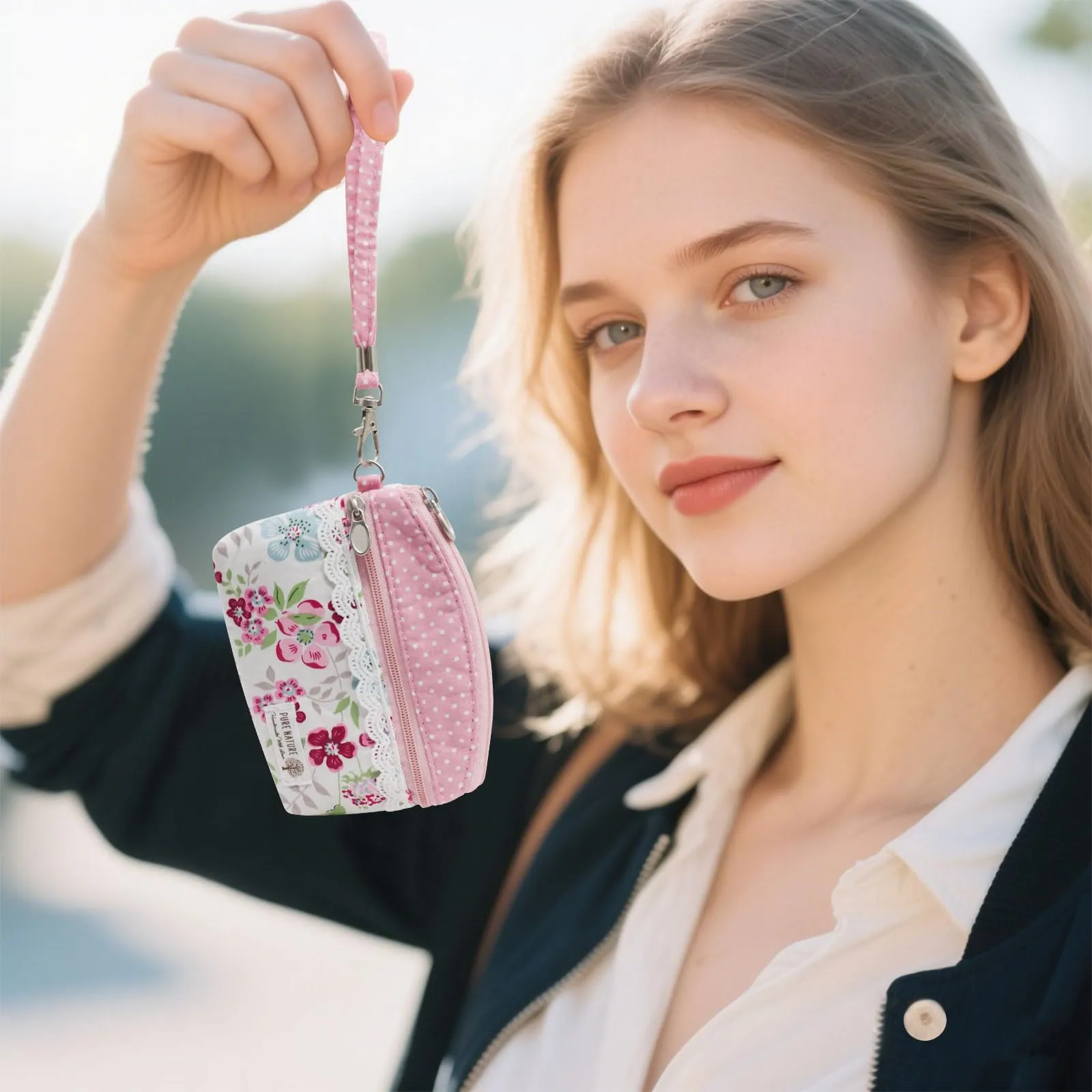 AfitLulu Piccolo Portafoglio da Donna in Tela, Stile Bohémien, 2 Strati con Chiusura Lampo, Rosa-a, 13x10 cm - immagine 6