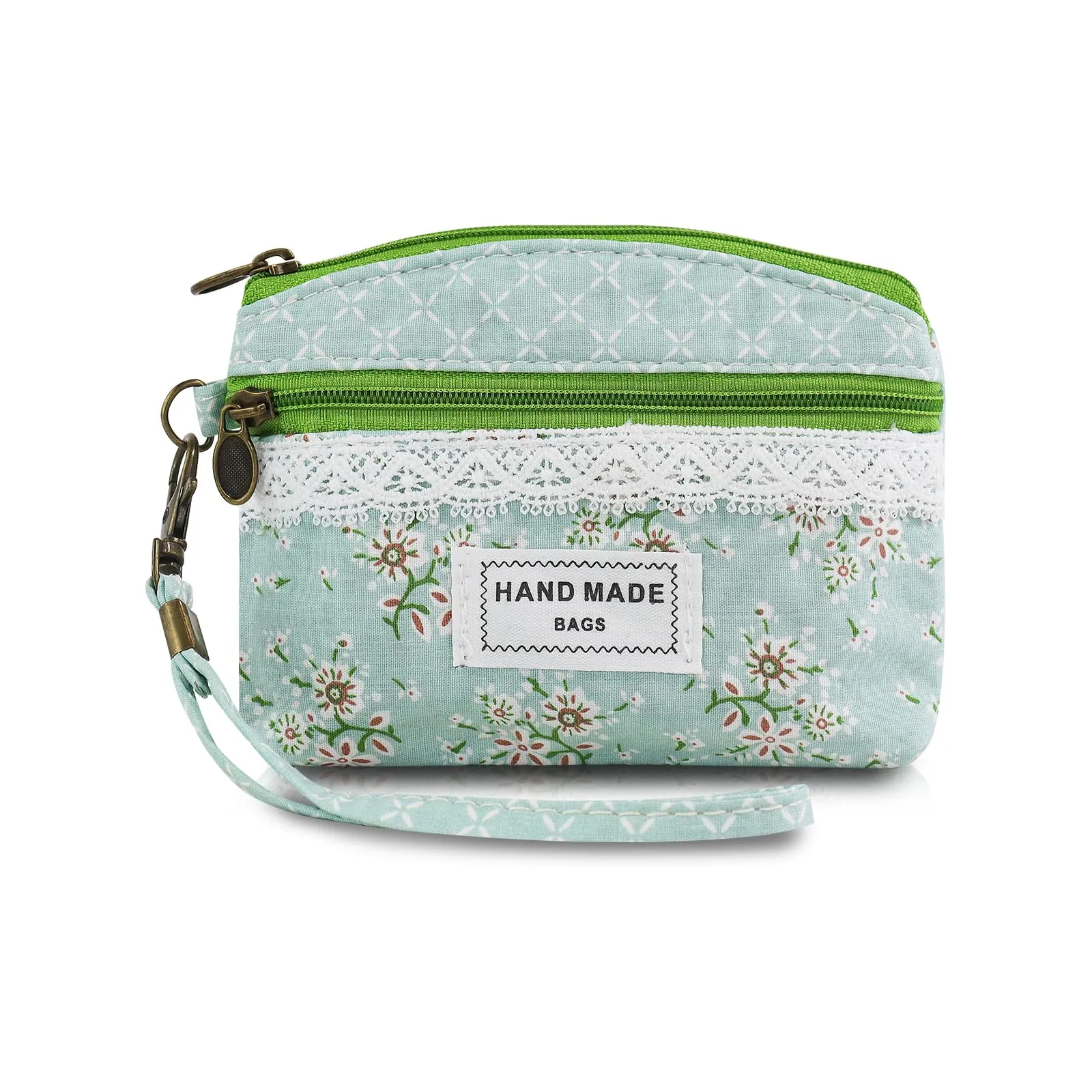 AfitLulu Piccolo Portafoglio da Donna in Tela, Stile Bohémien, Verde-A, 13x10 cm - immagine 1