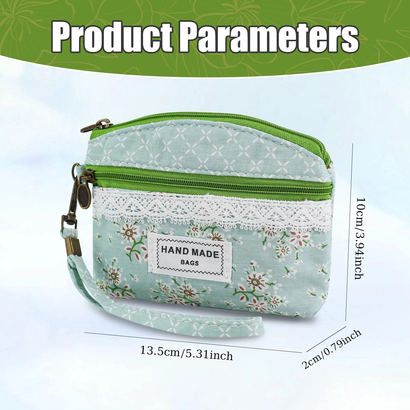 AfitLulu Piccolo Portafoglio da Donna in Tela, Stile Bohémien, Verde-A, 13x10 cm - immagine 2