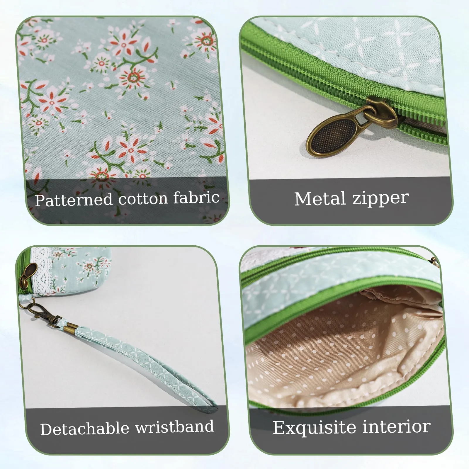 AfitLulu Piccolo Portafoglio da Donna in Tela, Stile Bohémien, Verde-A, 13x10 cm - immagine 3