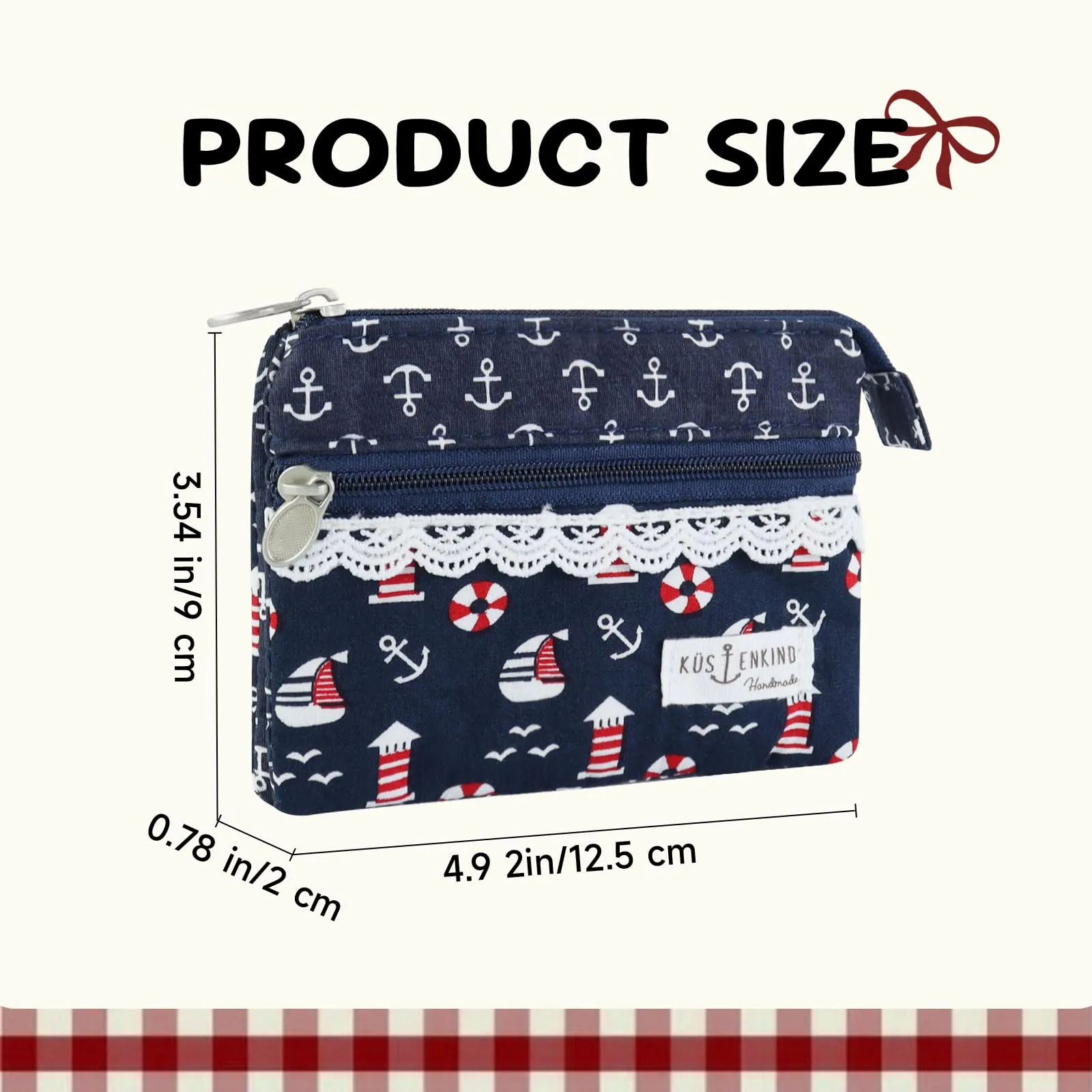AfitLulu Portafoglio in Tela da Donna, Stile Bohémien con Tasche con Zip, Motivo Barca a Vela, 13x10x1cm - immagine 2