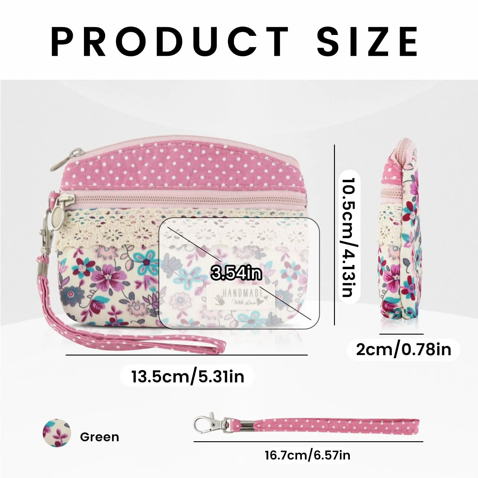 AfitLulu Piccolo Portafoglio da Donna in Tela, Stile Bohémien con Chiusura Lampo, Rosa-B., 13*10 cm - immagine 2