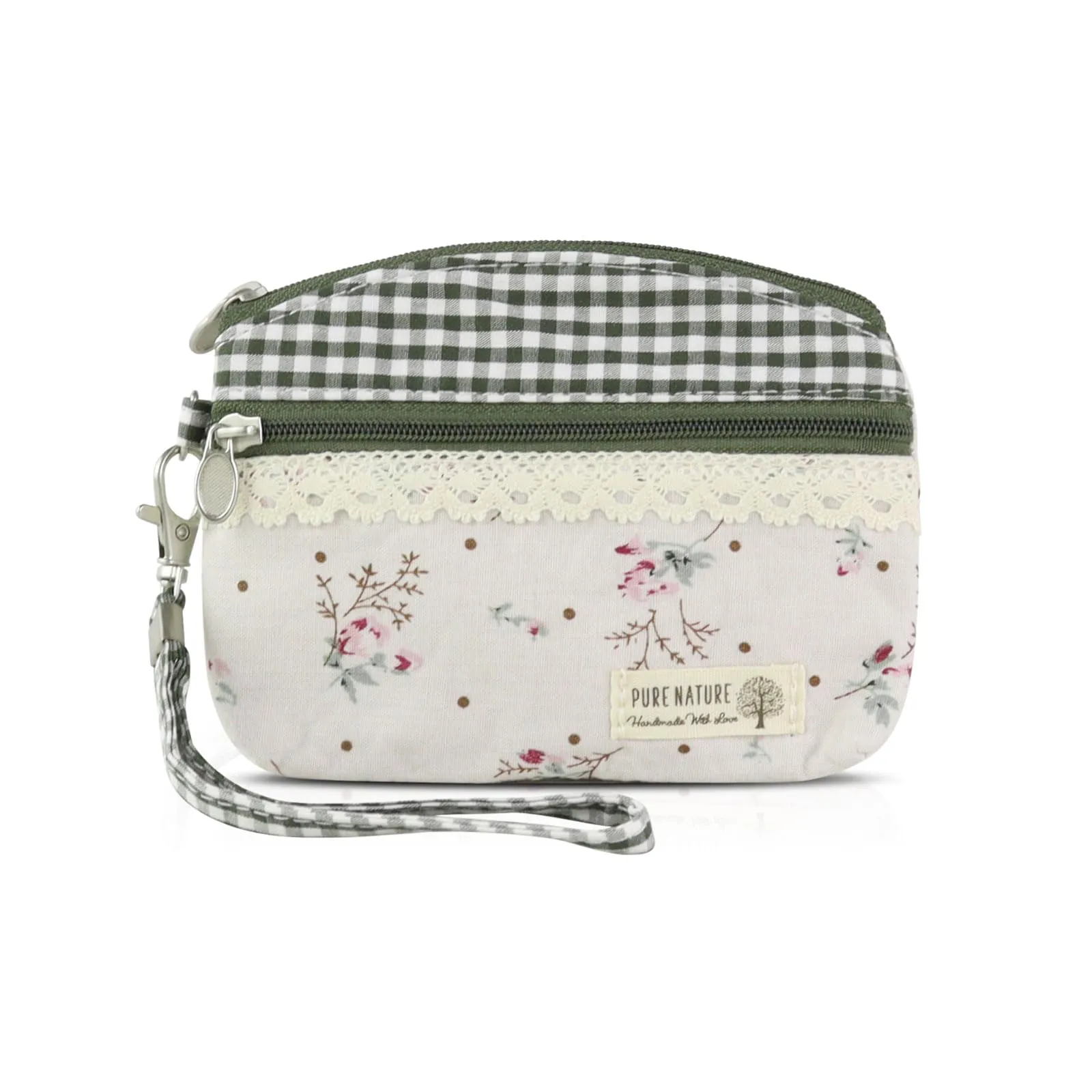 AfitLulu Piccolo Portafoglio da Donna in Tela, Stile Bohémien con Chiusura Lampo, Verde-C., 13x10 cm - immagine 1