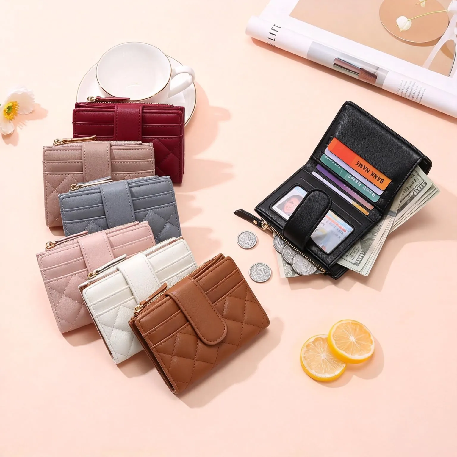 Gaekeao Portafoglio da Donna in Pelle Sintetica PU, Sottile con Tasche con Zip e Protezione RFID - immagine 3