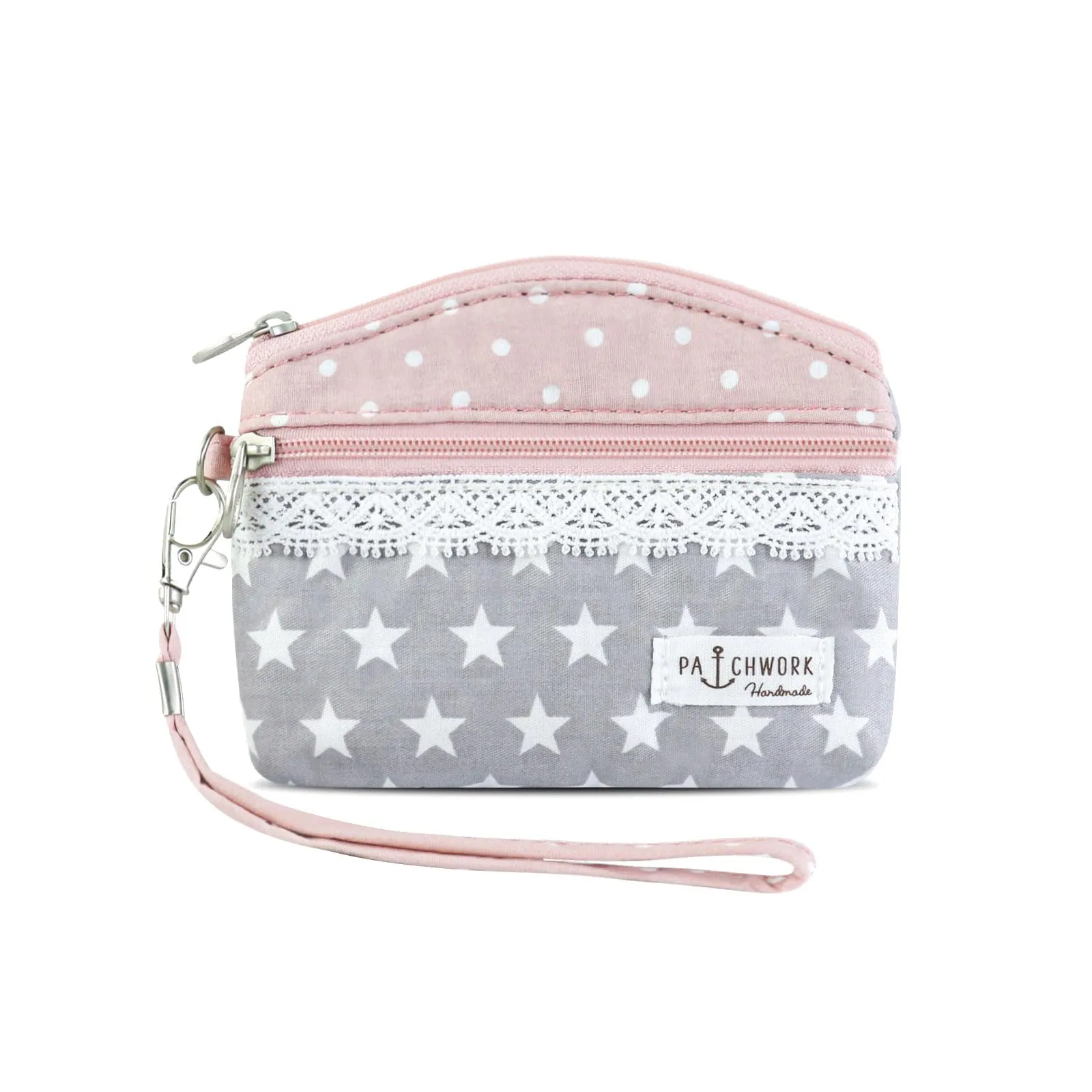 AfitLulu Piccolo Portafoglio da Donna in Tela, 2 Strati con Cerniera, Stile Bohémien, Stella Rosa, 13*10*1cm - immagine 1