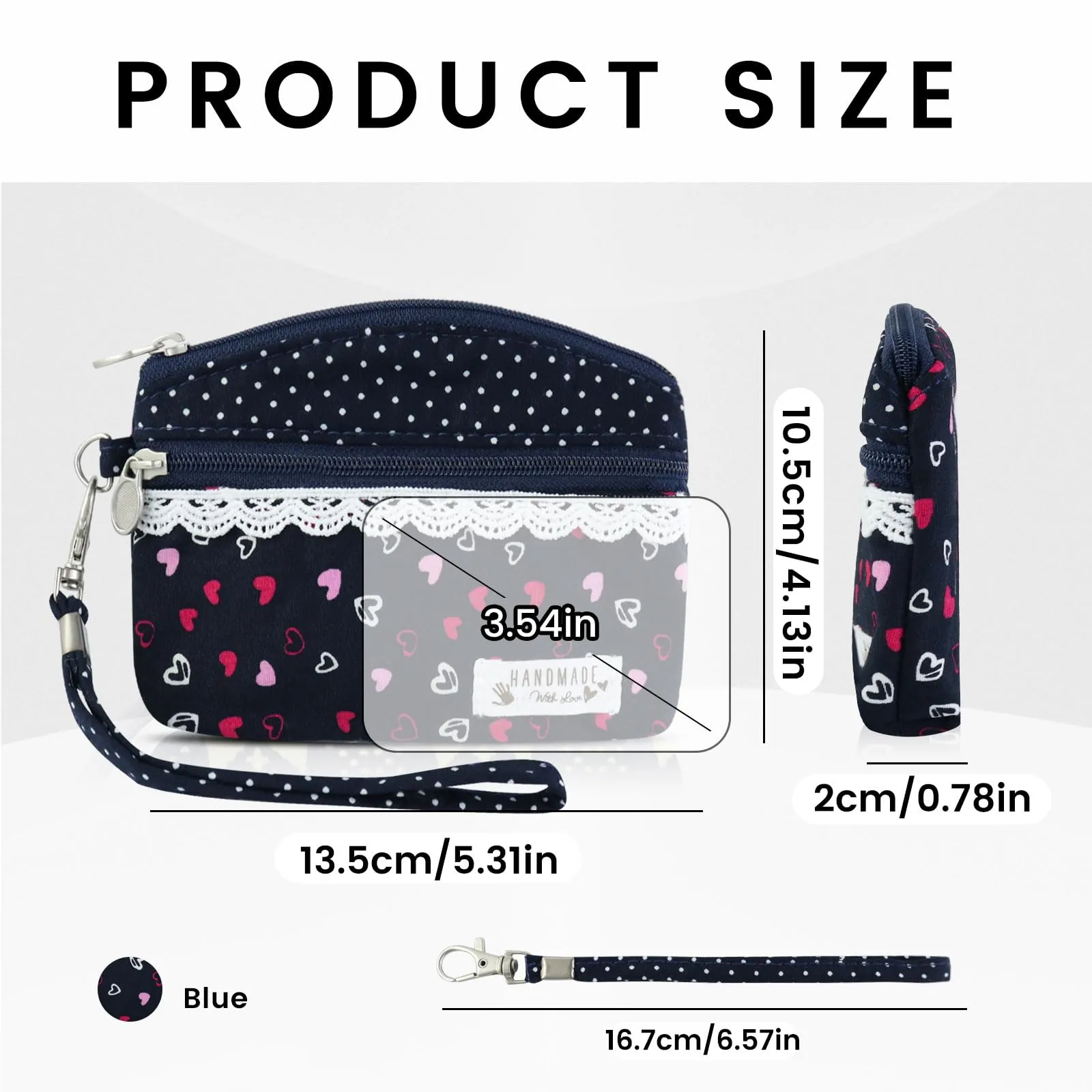 AfitLulu Portafoglio da Donna in Tela Stile Bohémien, 2 Strati con Cerniera, Cuore di Pesca 1, 13x10x1cm - immagine 2