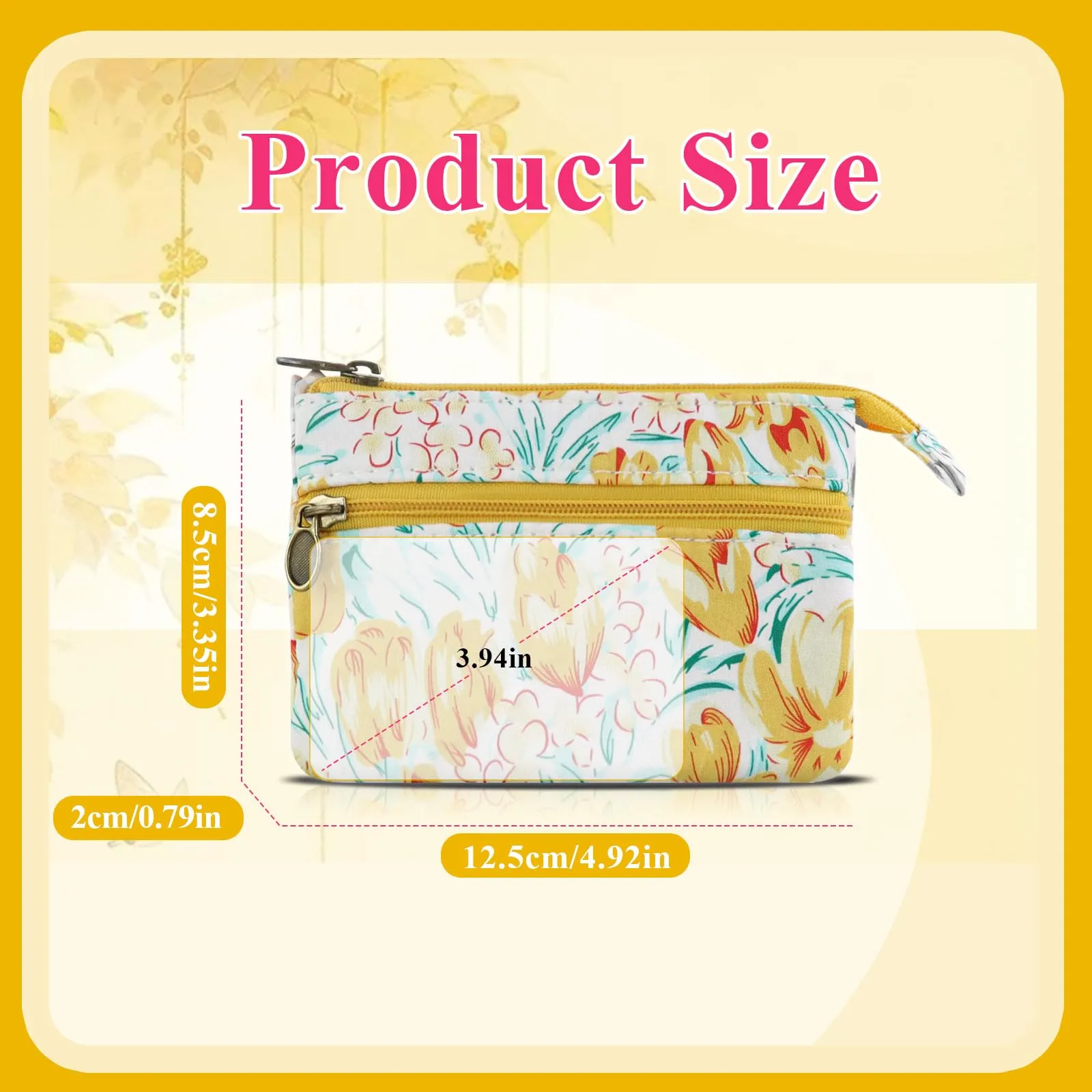 AfitLulu Piccolo portafoglio in tela per donna, stile bohémien, 2 tasche con cerniera, 13*10*1cm - immagine 2