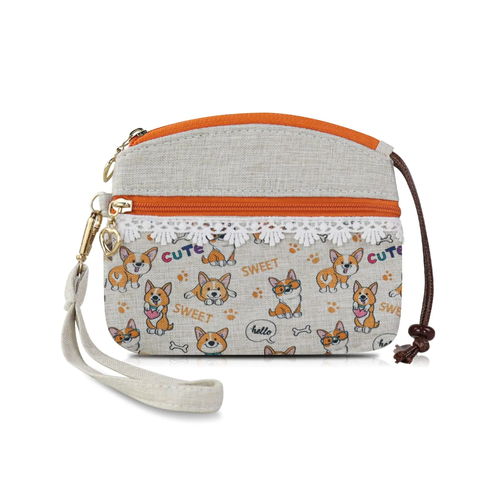 AfitLulu Piccolo Portafoglio in Tela per Donna, Stile Bohémien, Beige Chiaro, 13x10x1cm - immagine 1